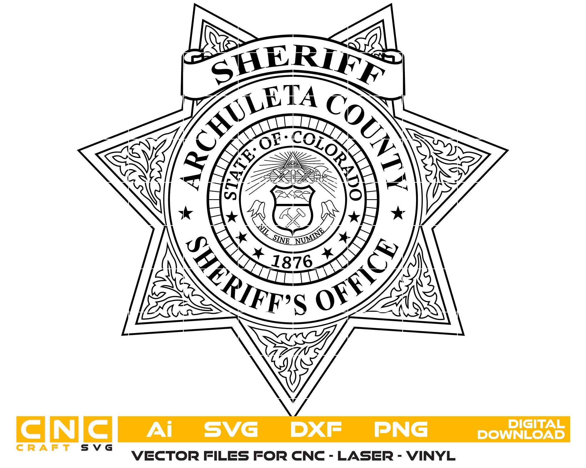 Archuleta County Sheriff Office Badge Vector Art, Ai,SVG, DXF, PNG, Digital Files