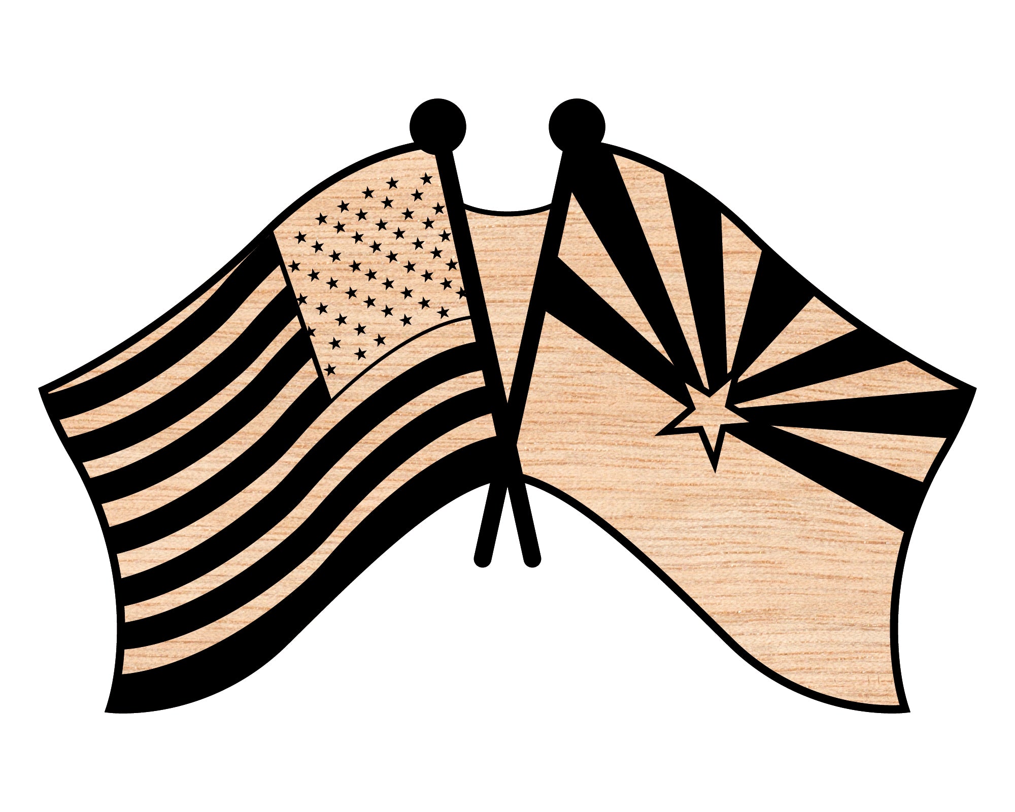 Arizona and USA Crossed Flag Pin SVG, Crossed Flags Vector, Arizona Flag with American Flag SVG, Patriotic Pin Design
