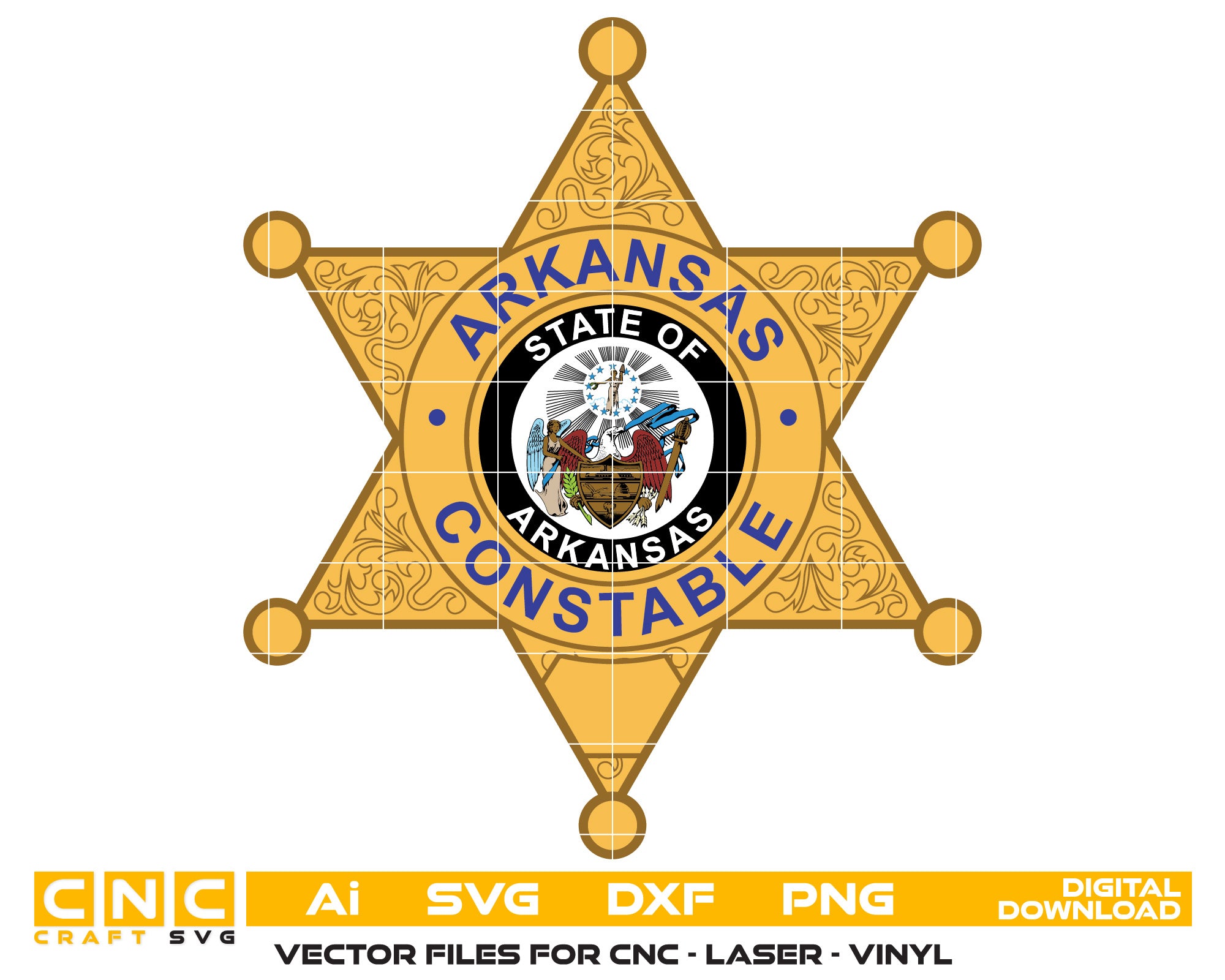 Arkansas Police Constable  Badge Vector Art, Ai,SVG, DXF, PNG, Digital Files