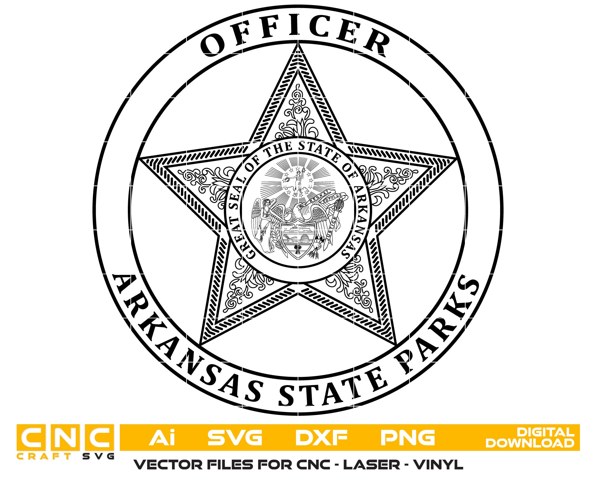 Arkansas State Parks Officer Badge Vector Art, Ai,SVG, DXF, PNG, Digital Files