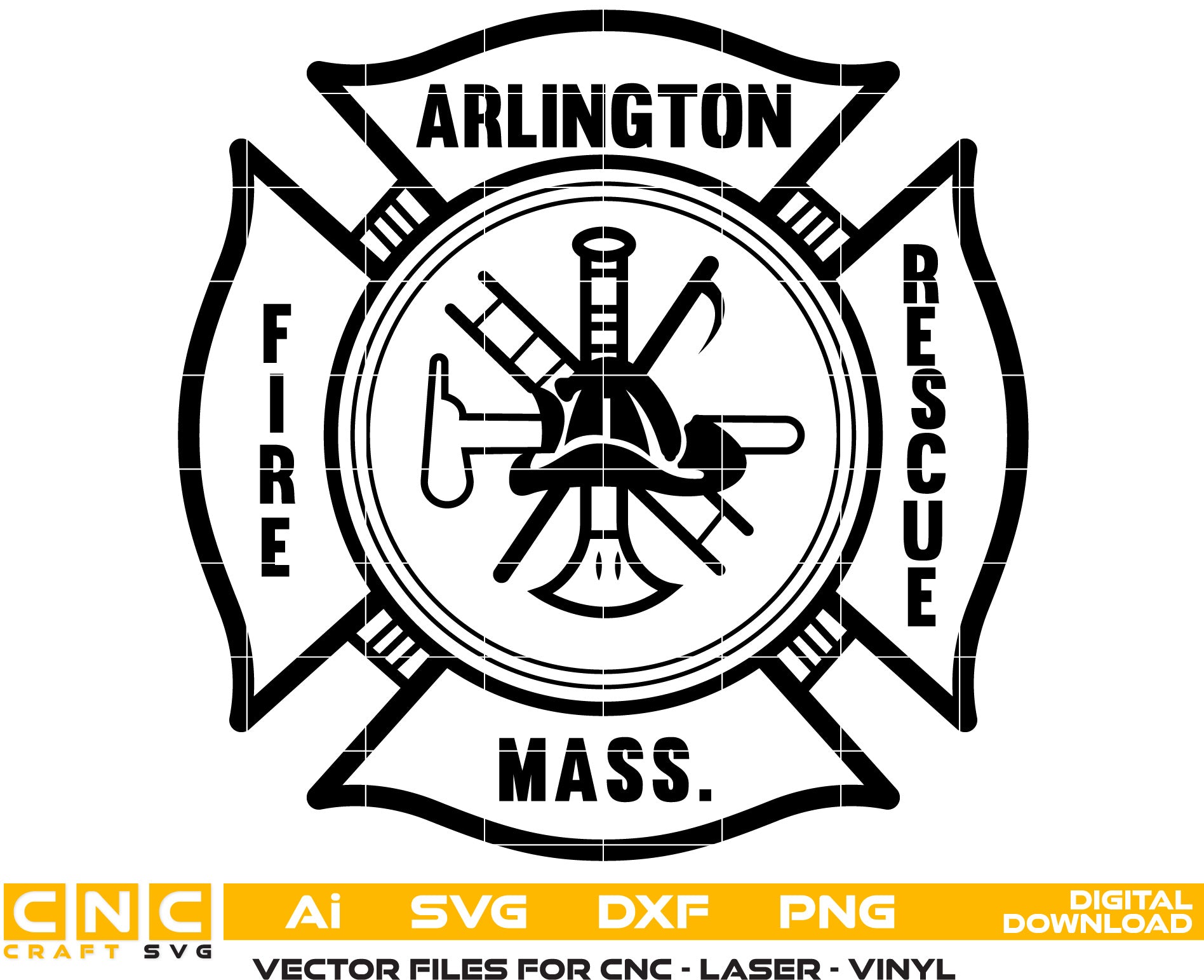 Arlington Fire Rescue Badge Vector Art, Ai,SVG, DXF, PNG, Digital Files