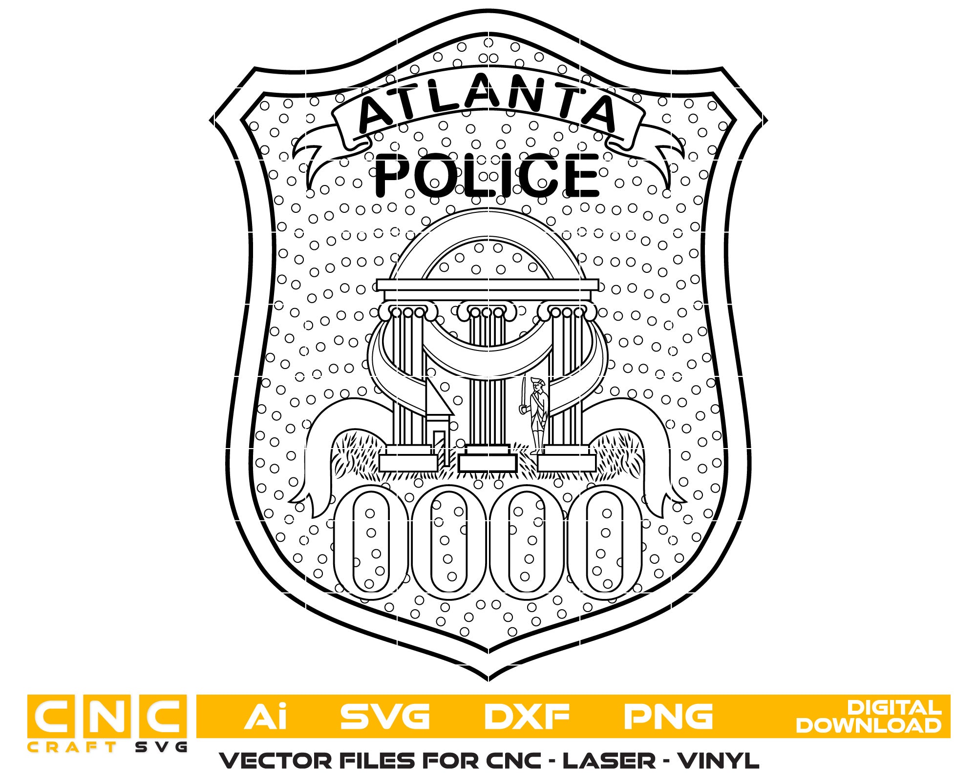 Atlanta Police Badge Vector Art, Ai,SVG, DXF, PNG, Digital Files
