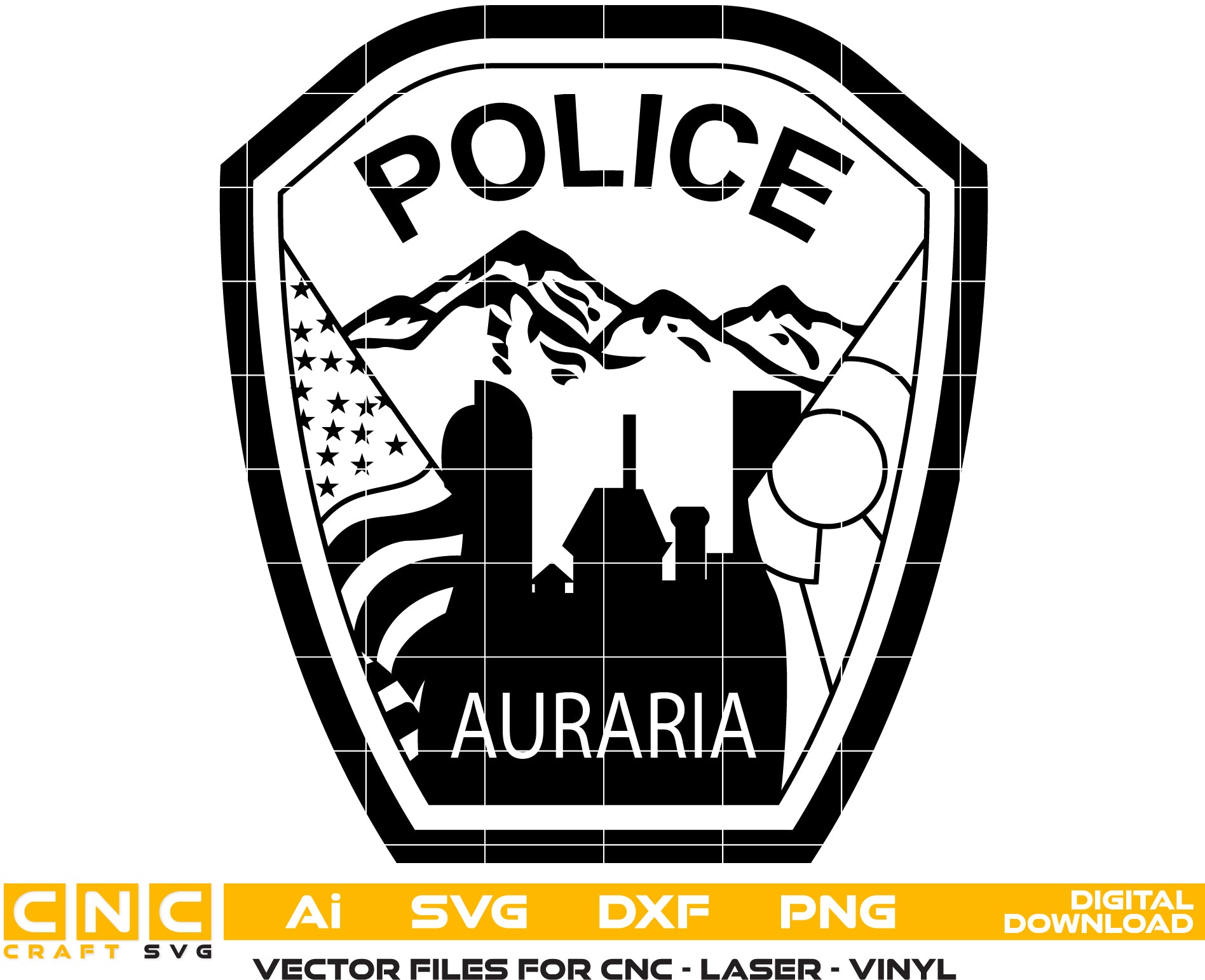 Auraria Police Badge SVG | Law Enforcement Vector File for CNC, Laser, and Vinyl Projects
