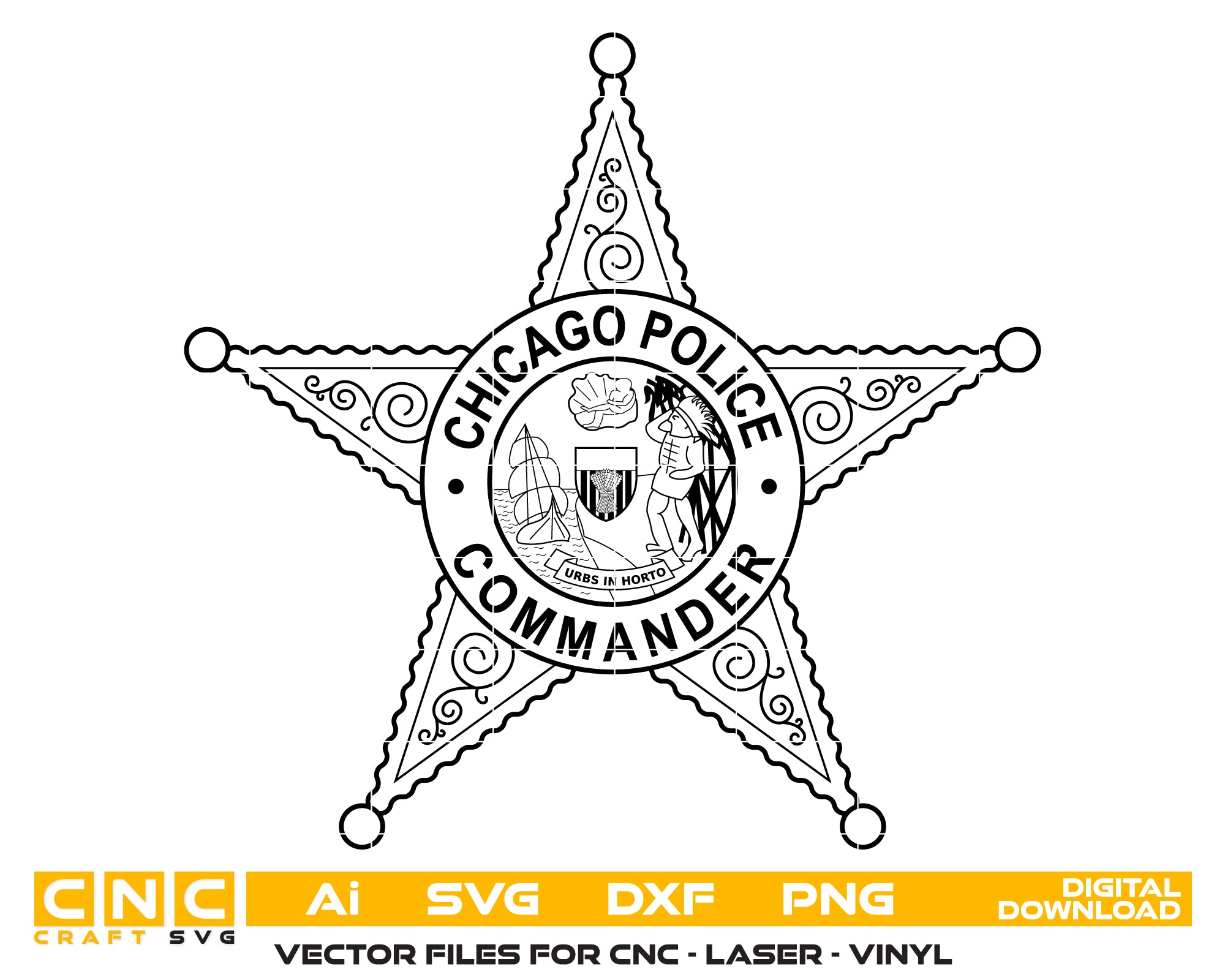 Chicago Police Commander Badge SVG – Law Enforcement Emblem