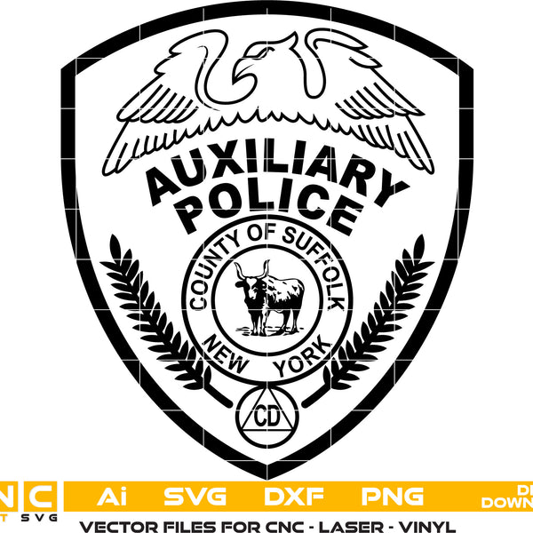 Auxiliary Police Badge, Suffolk Police Badge, New York Police Badge