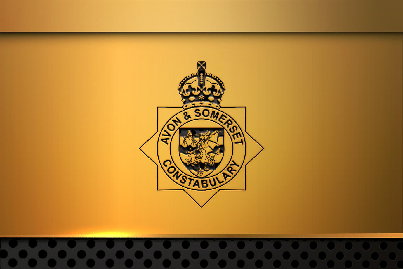 Logo of Avon & Somerset Constabulary on a gold background