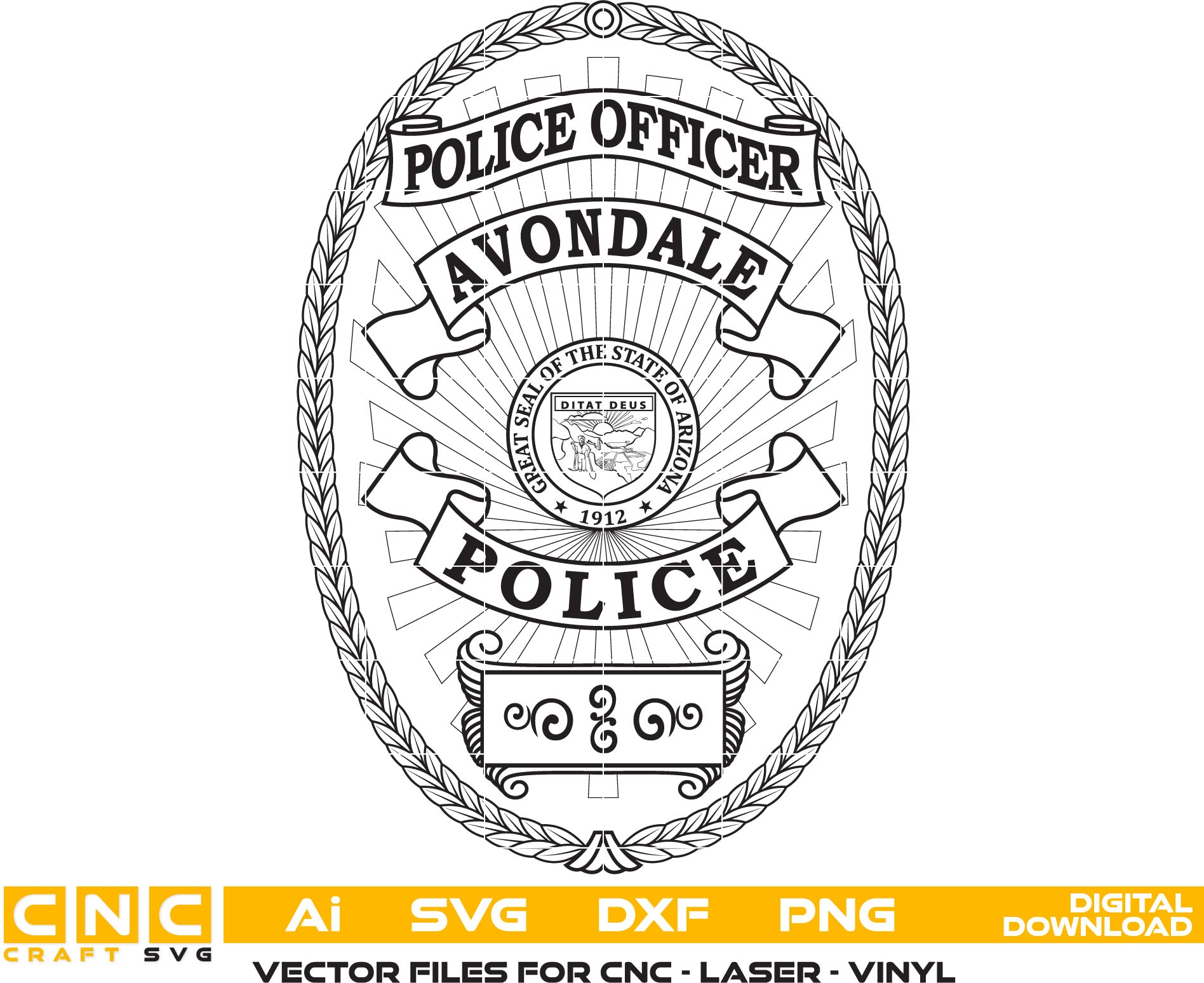 Avondale Arizona Police officer Badge Vector Art, Digital Files for ...