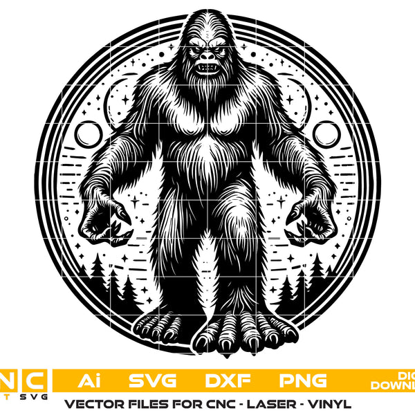 Bigfoot キャンバスアート(2) 作品 手書き Bigfoot and Camping Bundle of 10 SVG PNG Pdf Dxf Files