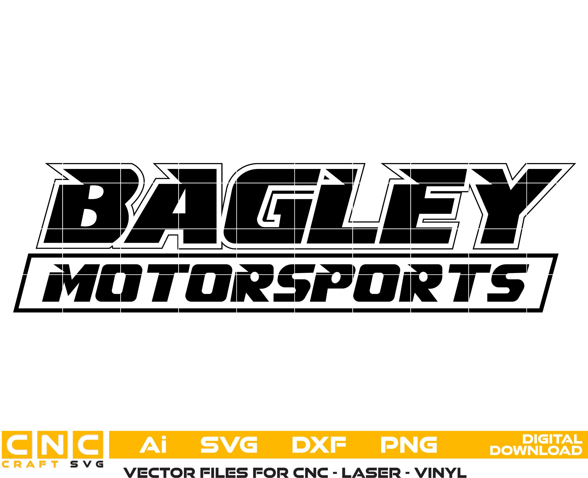 Bagley Motor sports Logo Vector art Svg, Dxf, Jpg, Png, and Ai files For laser engraving, woodworking, acrylic painting, and all printing machines.