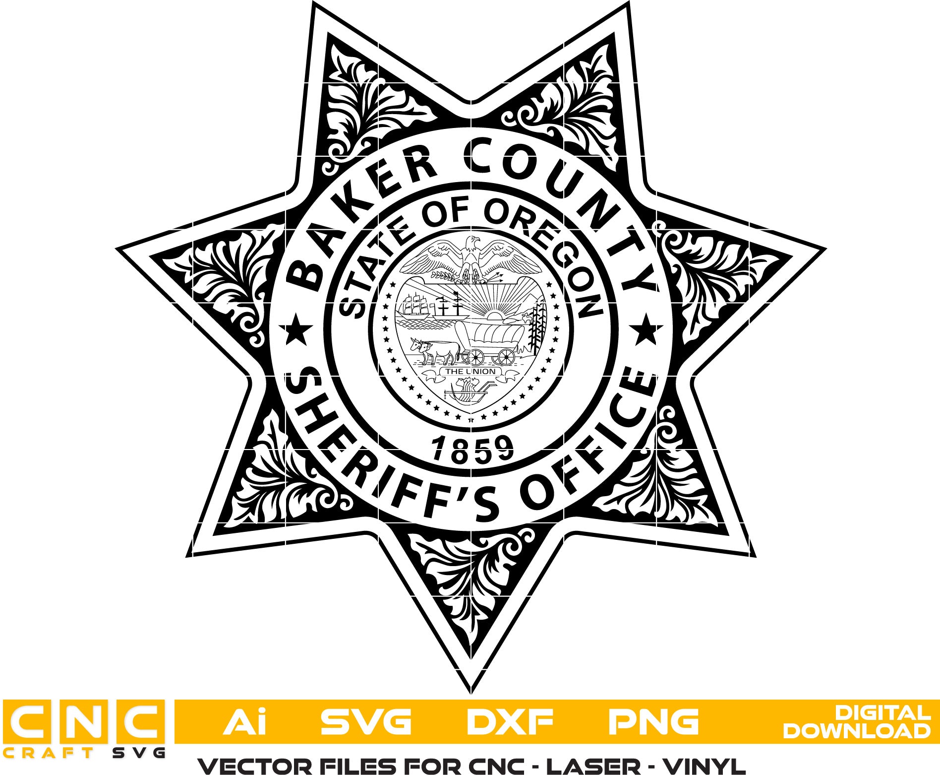 Baker County Sheriff Badge, State of Oregon Sheriff Badge, Baker County Sheriff vector art