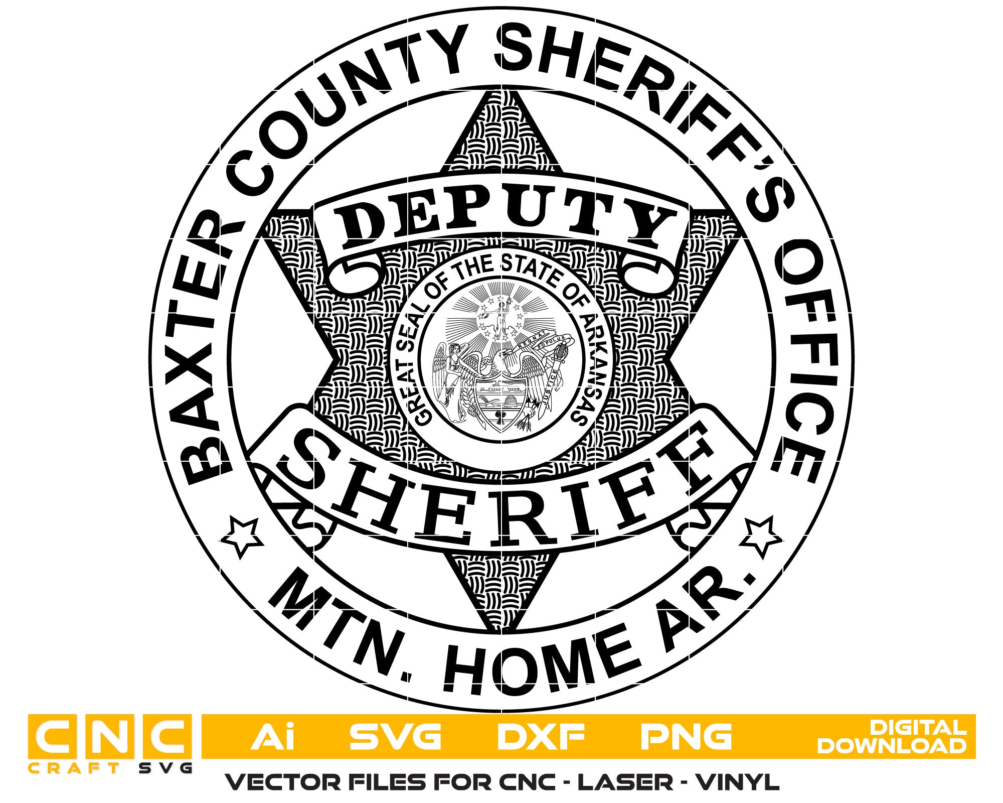 Baxter County Sheriff Badge Vector Art, Ai,SVG, DXF, PNG, Digital Files