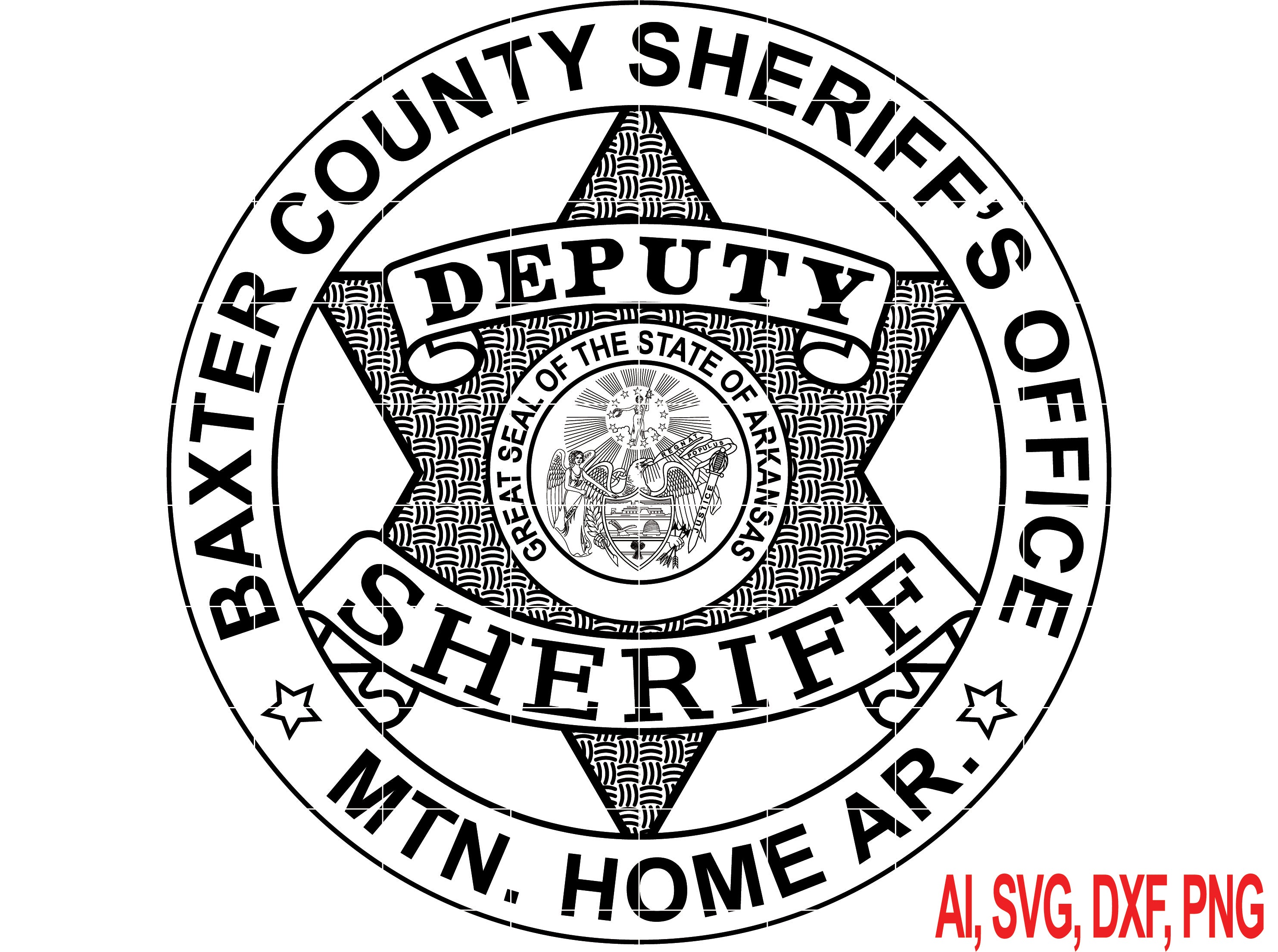 Baxter County Sheriff Badge Vector art Svg,Dxf,Jpg,Png & Ai files for Engraving and Printing
