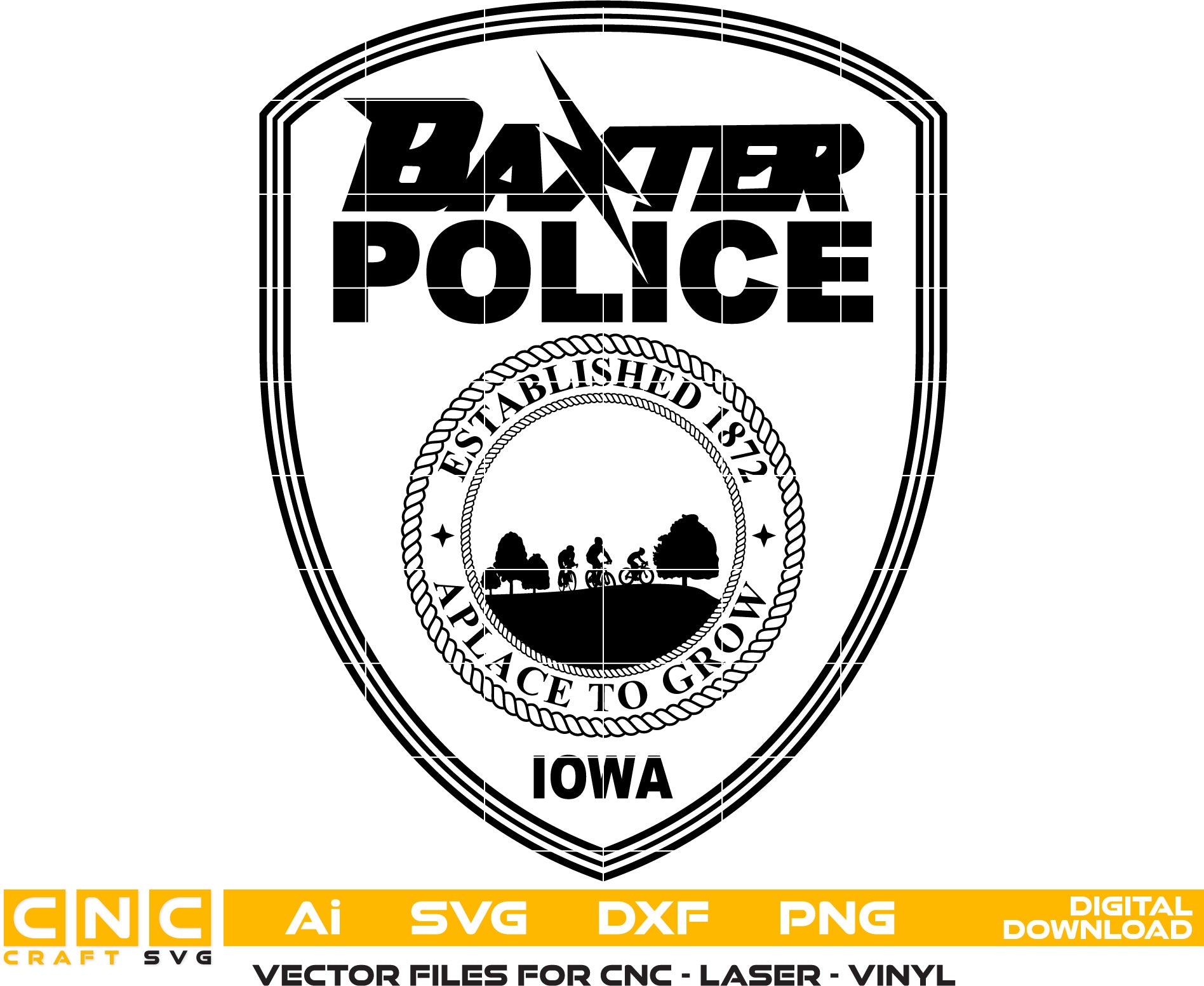 Baxter Police Iowa Vector Art, Ai,SVG, DXF, PNG, Digital Files