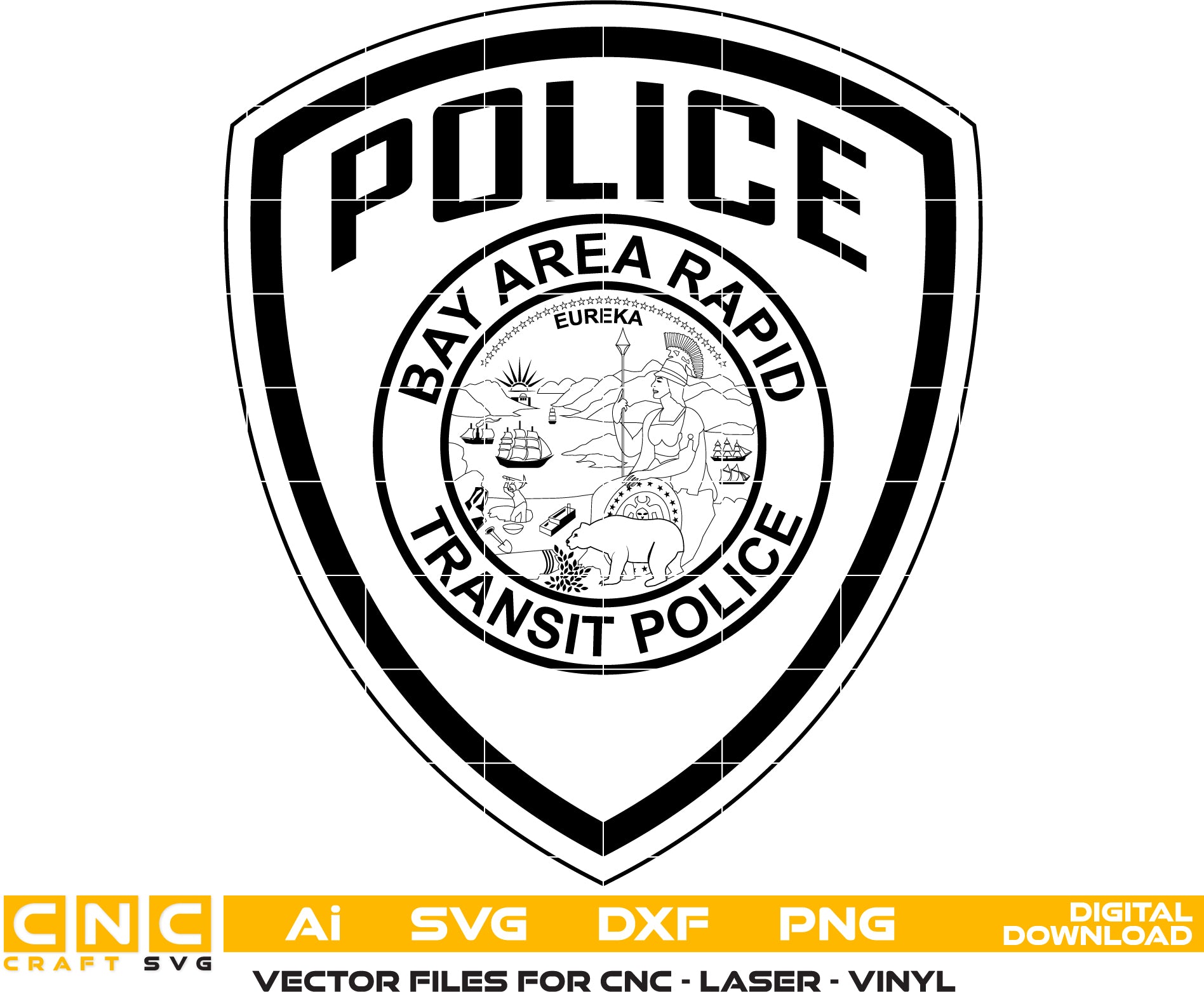 Bay Area Rapid Transit Police Badge - SVG, DXF, PNG, AI Files