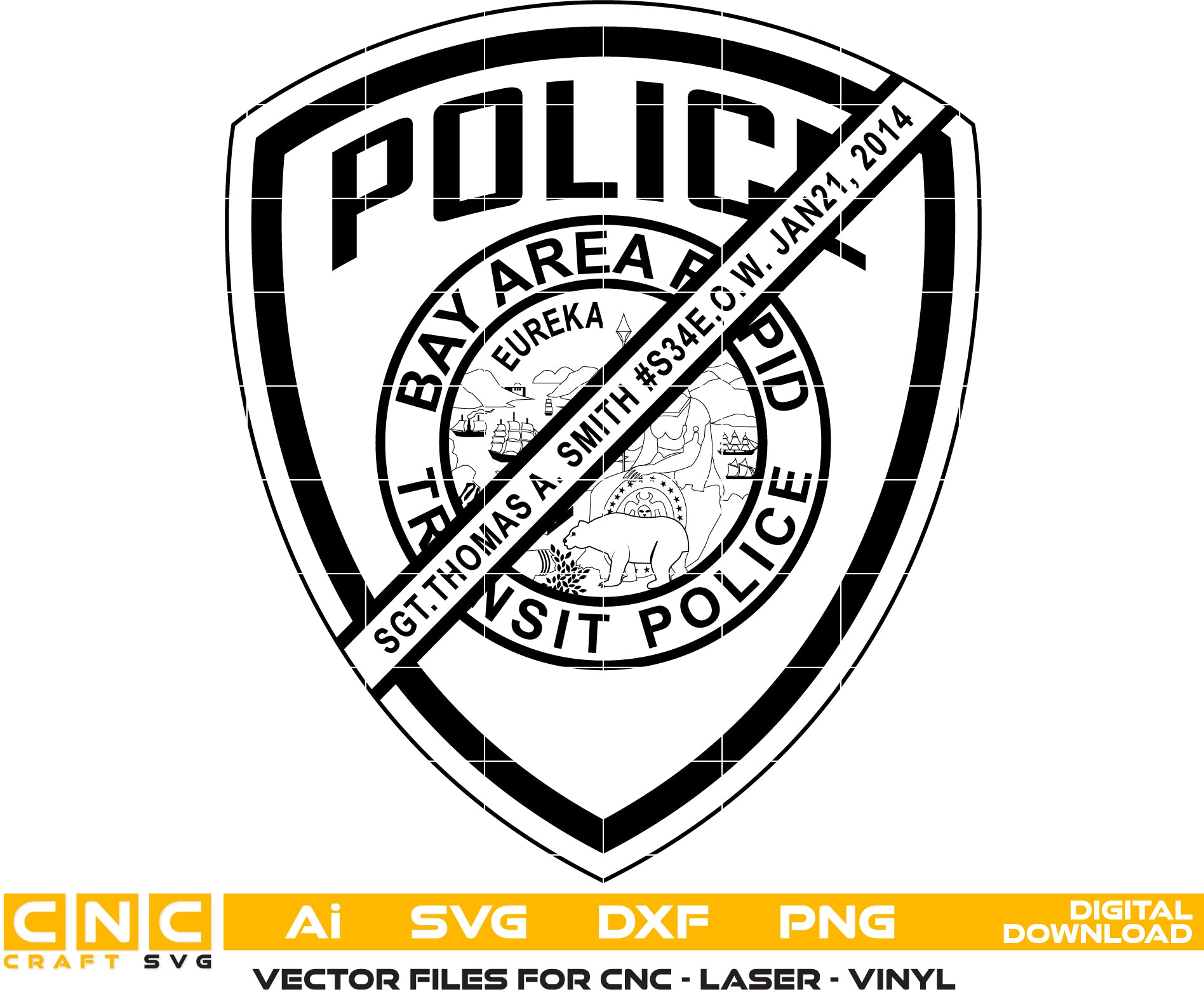 BART Police Badge Vector Art - Digital File for Engraving & Printing