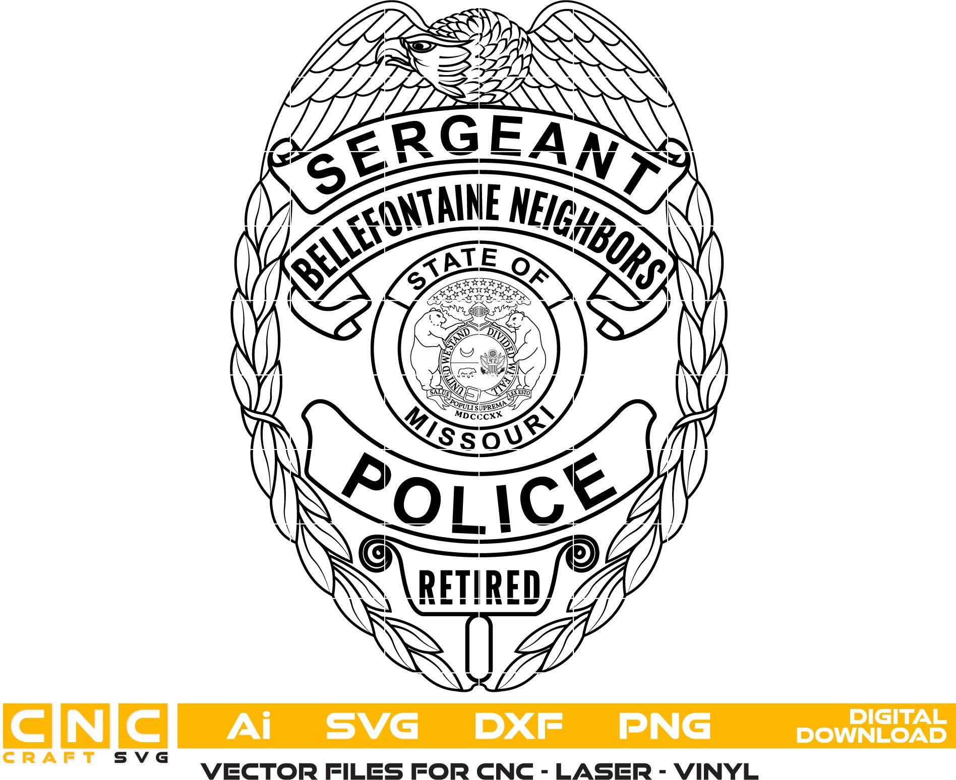 Bellefontaine Neighbors Police Sergeant Badge Vector Art, Police Badeg Vector Art