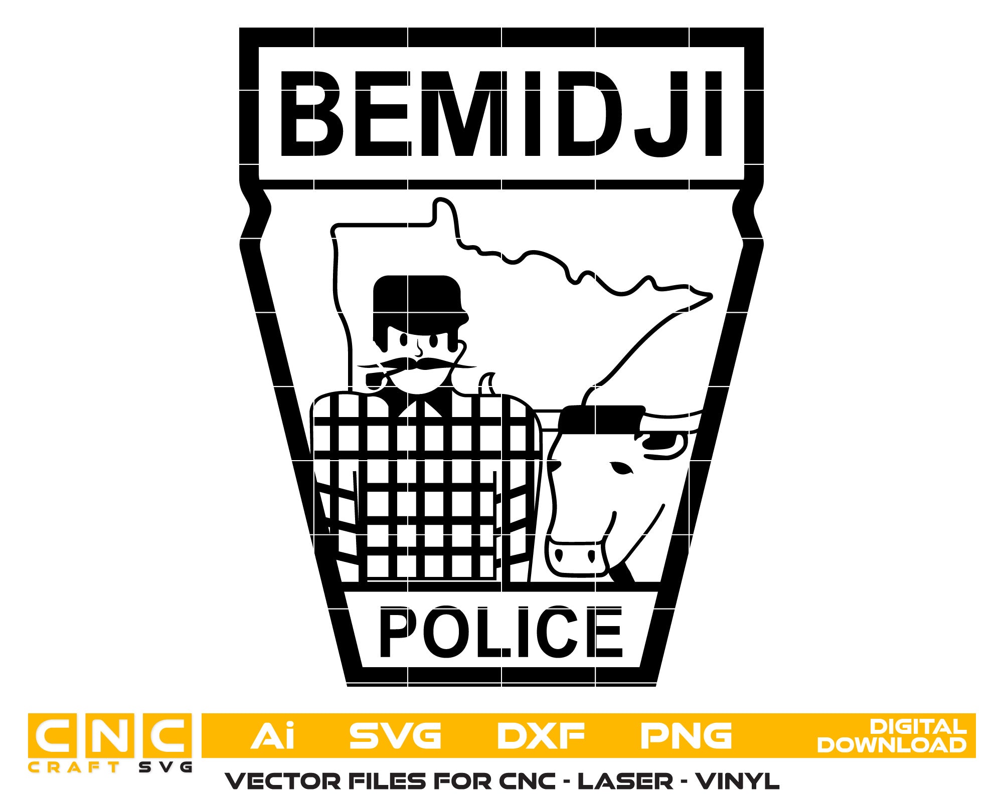 Bemidji Police Badge Vector Art, Ai,SVG, DXF, PNG, Digital Files