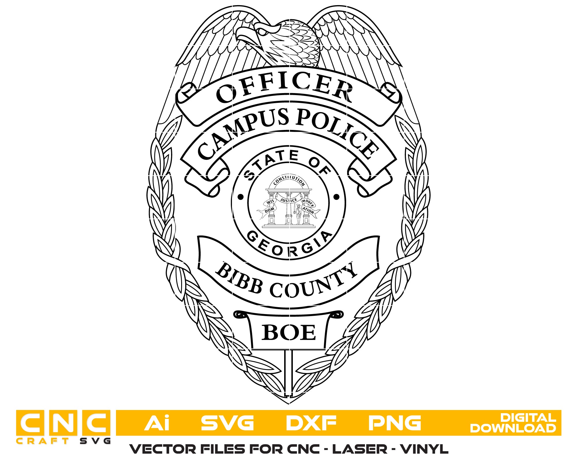 Bibb County BOE Campus Police Officer Badge SVG, Campus Police Officer Badge Vector, Bibb County BOE Police Badge, Law Enforcement Badge SVG, School Police Badge Vector