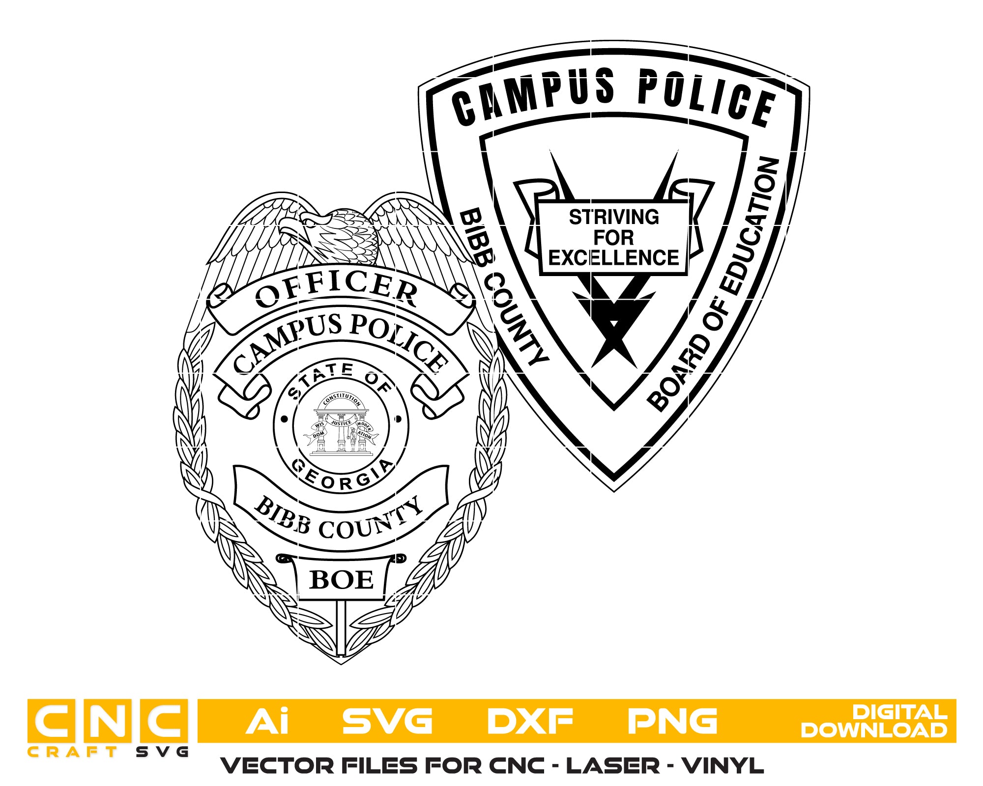 Bibb County Campus Police Department Badge & Patch SVG, Campus Police Badge and Patch Vector, Bibb County Campus Police Badge, Law Enforcement Badge SVG, School Police Patch Vector