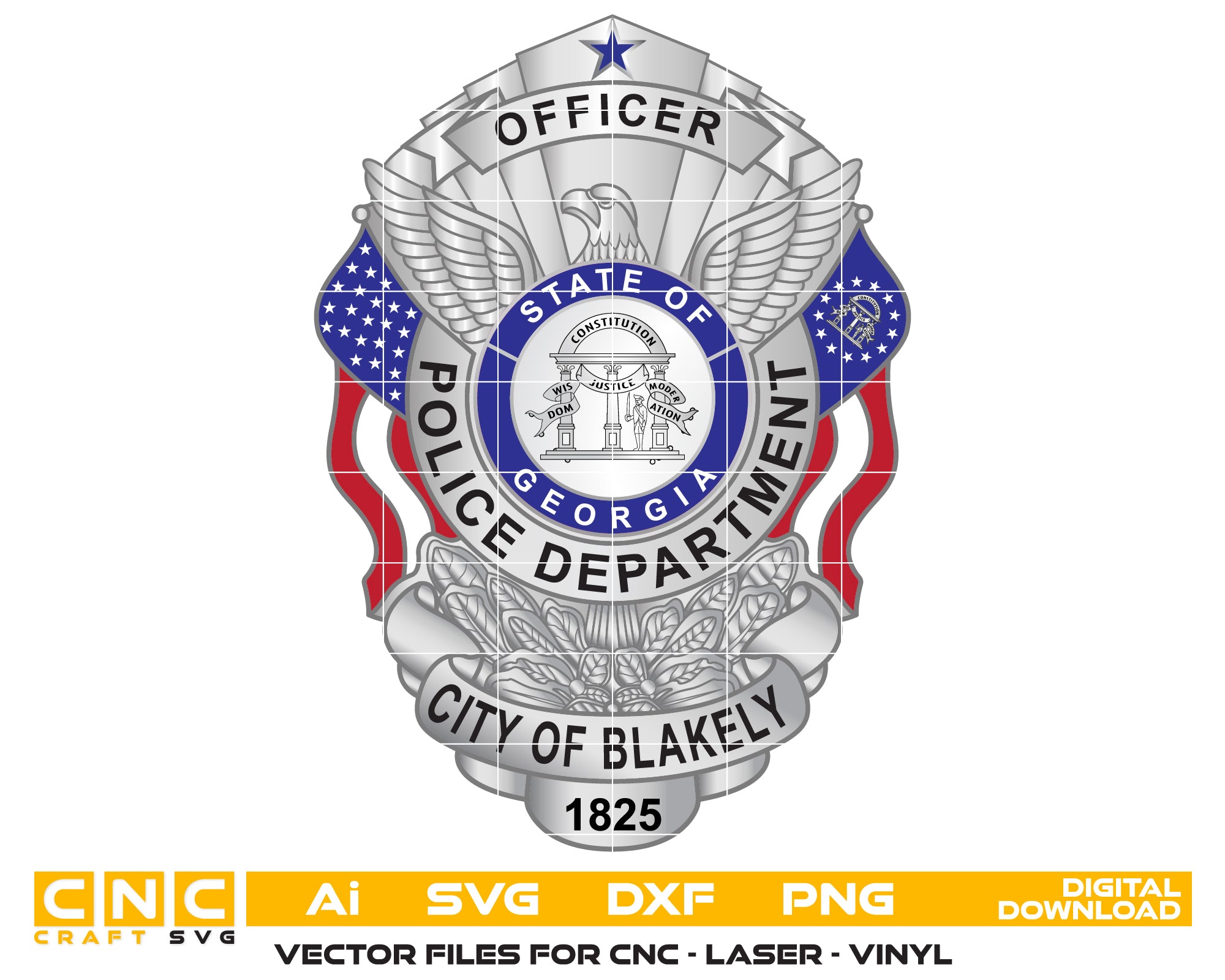 Blakely Police Badge SVG, Blakely Officer Badge Vector, Police Badge Full Color SVG, Law Enforcement Badge SVG, Blakely Police Printing File
