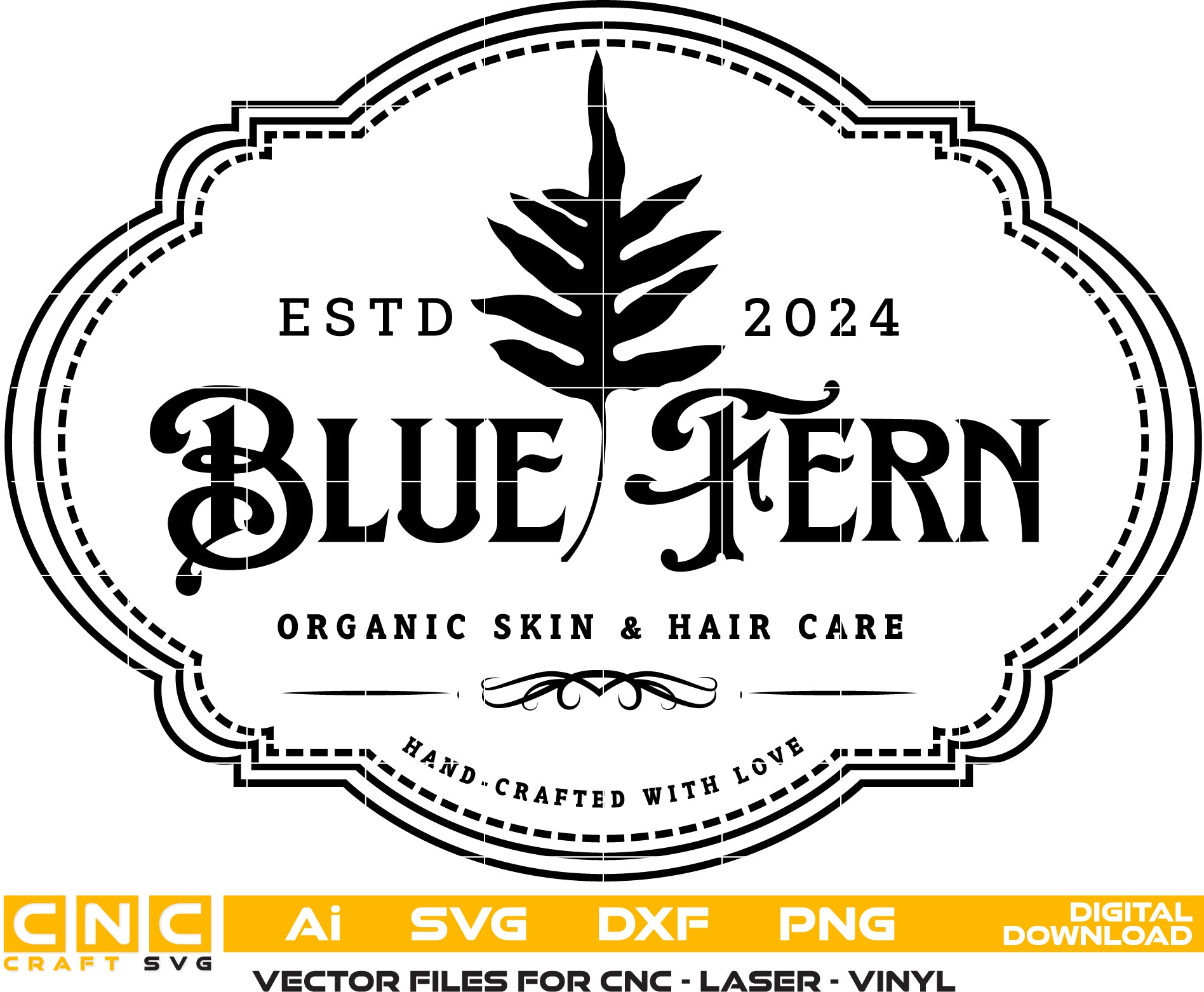 Blue Fern Logo Vector art Svg/ Dxf/ Jpg/ Png/ and Ai files For laser engraving/ woodworking/ acrylic painting and all printing machines.