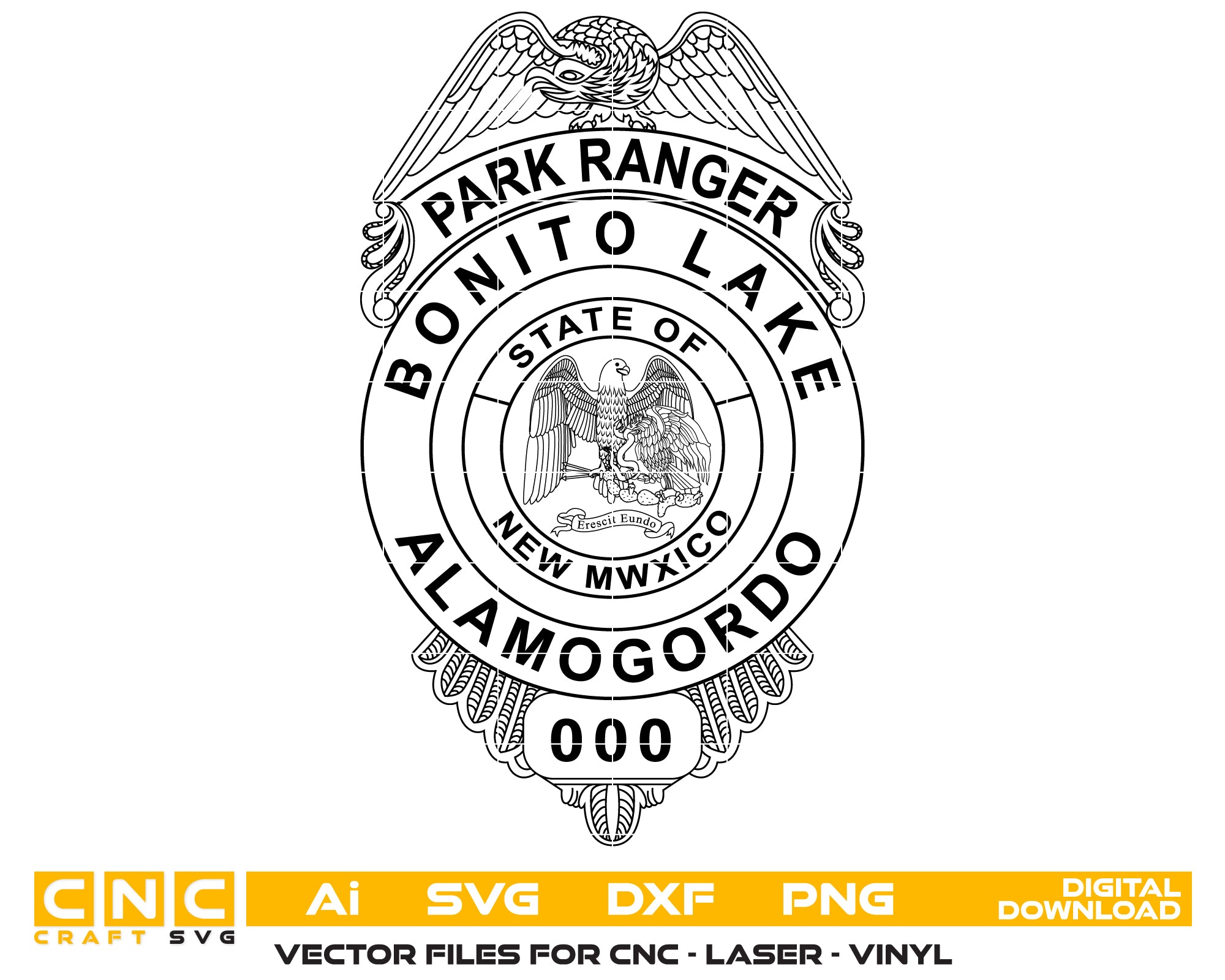 Bonito Lake Park Rangers In Alamogordo Badge SVG, New Mexico Park Ranger Badge Vector, Alamogordo Park Ranger Badge, Outdoor Service Badge SVG, Park Ranger Badge Vector