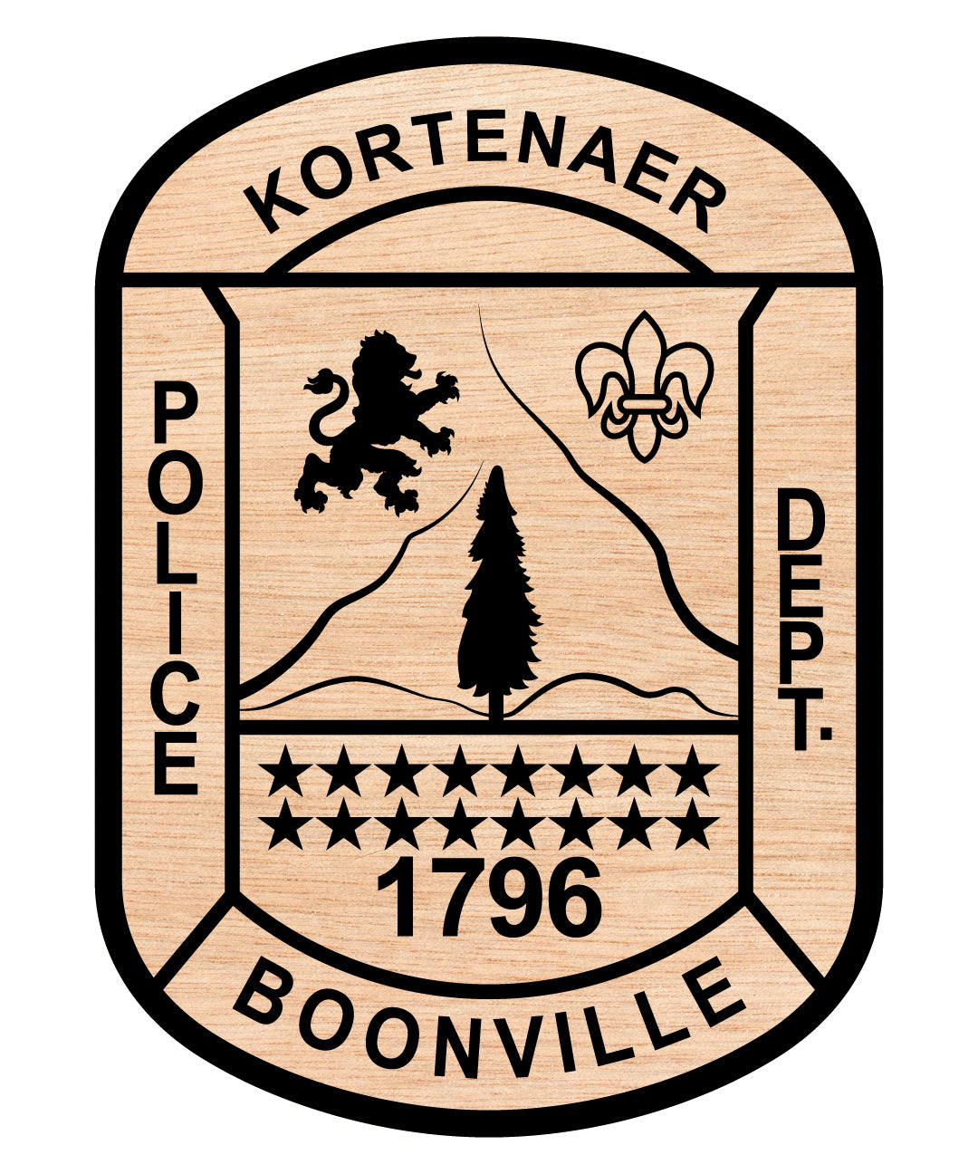 Boonville Kortenaer Police Department Badge SVG, Boonville Police Badge Vector, Law Enforcement Badge SVG, Kortenaer PD Emblem Design, Police Badge SVG