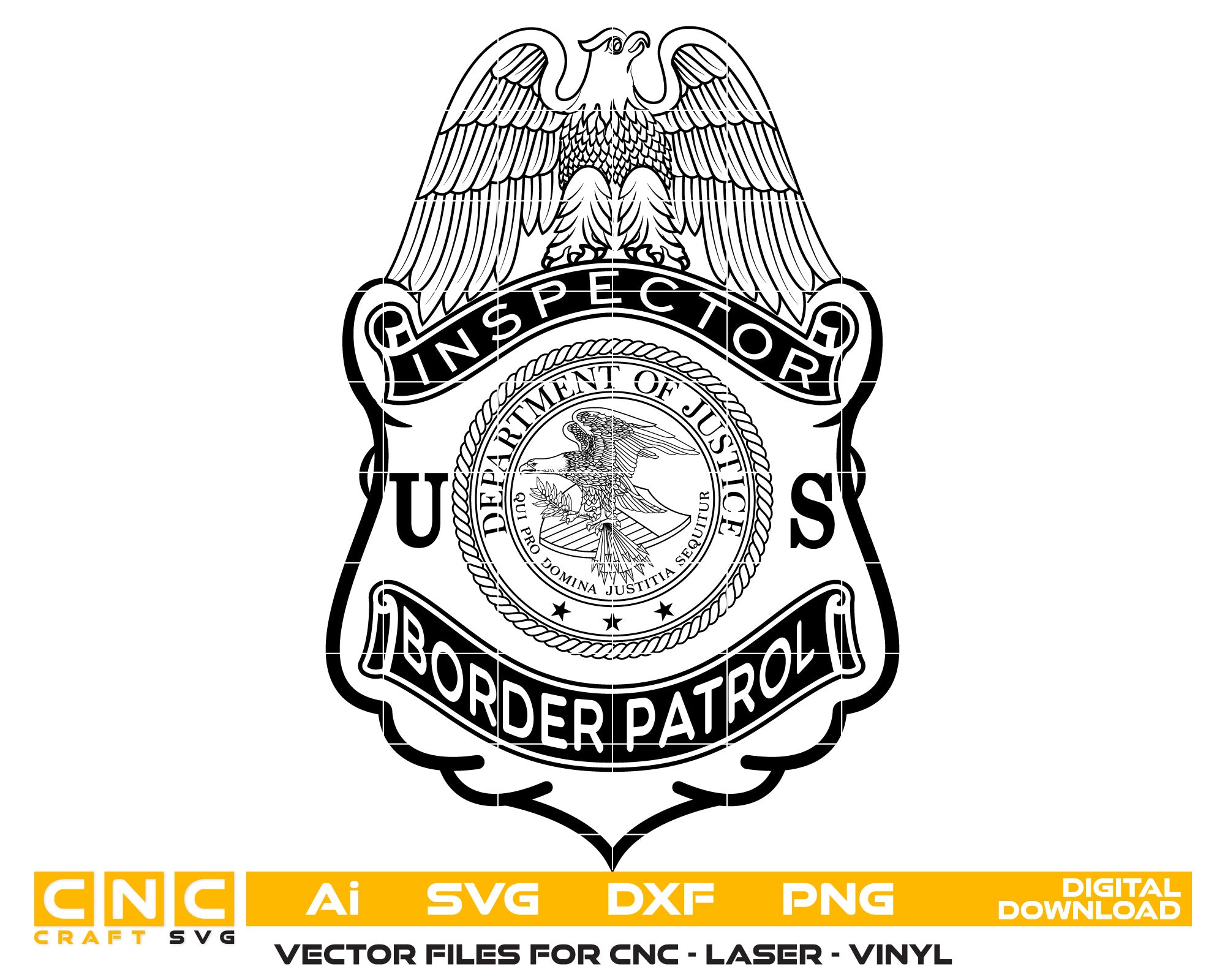 Border Patrol Inspector Badge Vector Art, Ai,SVG, DXF, PNG, Digital Files