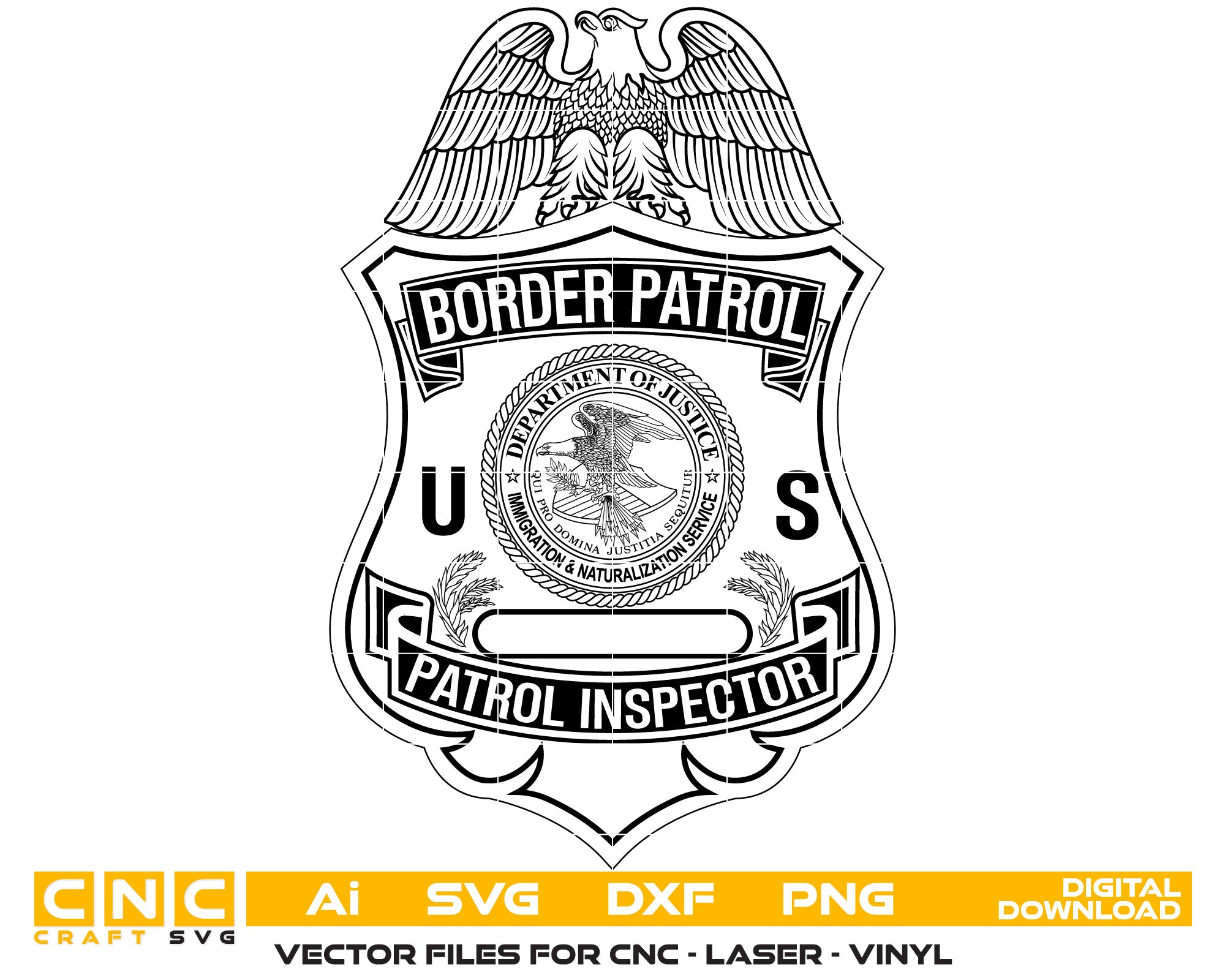 Border Patrol Inspector Badge 3 Vector Art, Ai,SVG, DXF, PNG, Digital Files