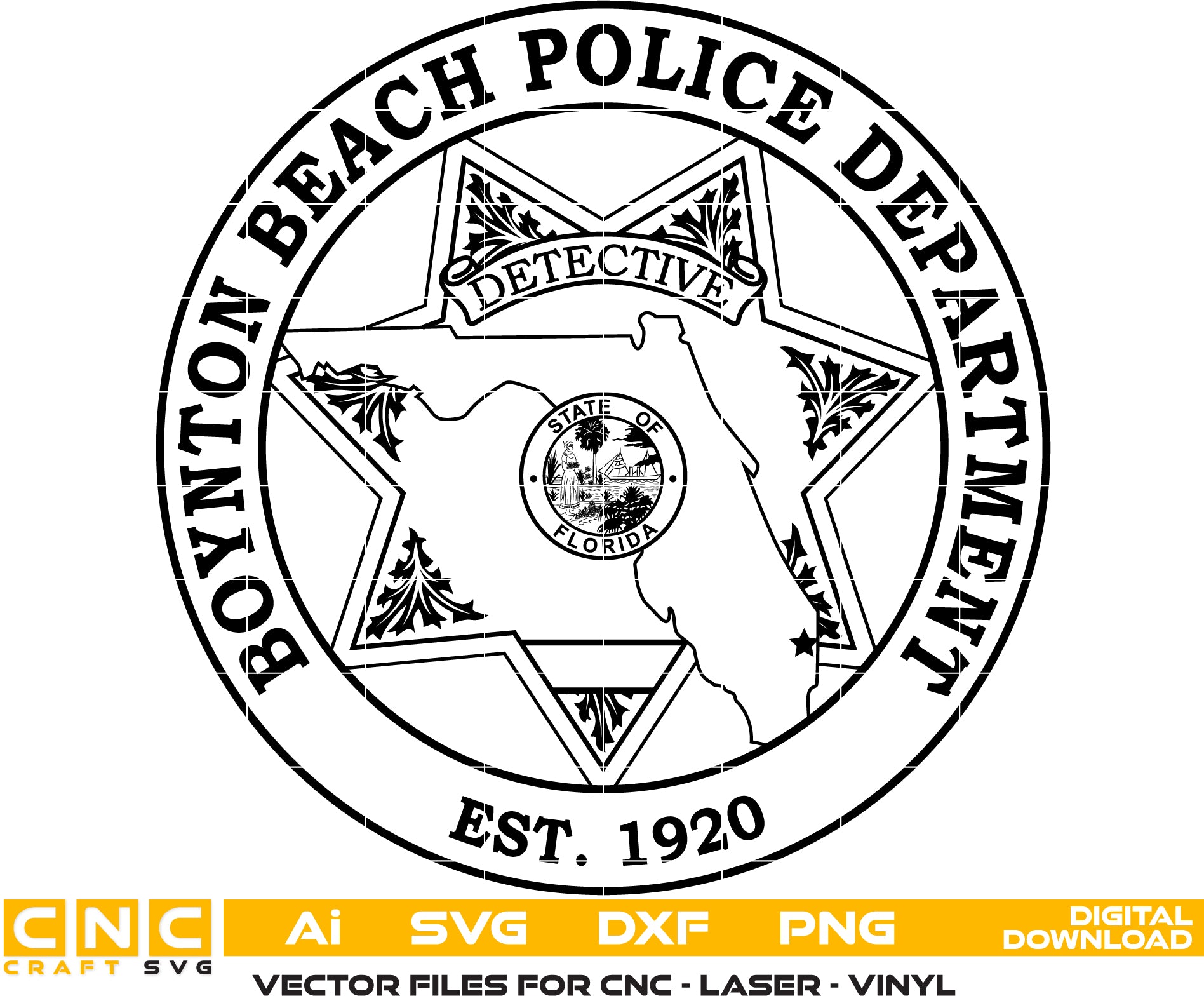 Boynton Beach Police Detective Badge Vector art Digital file