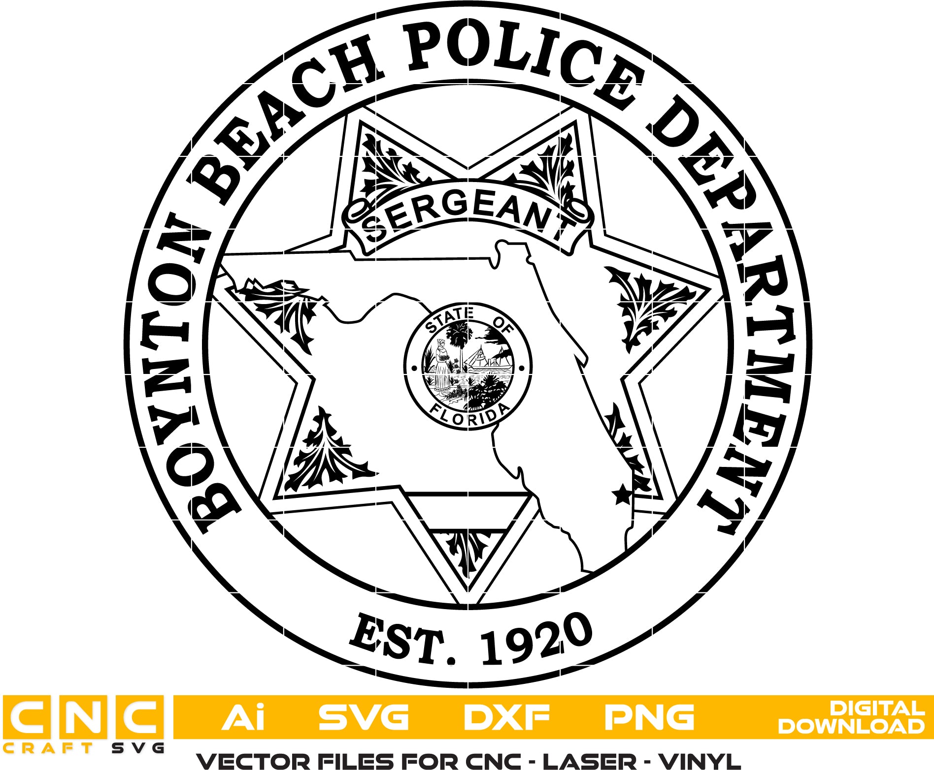 Boynton Beach Police Sergeant Badge Vector art Digital file