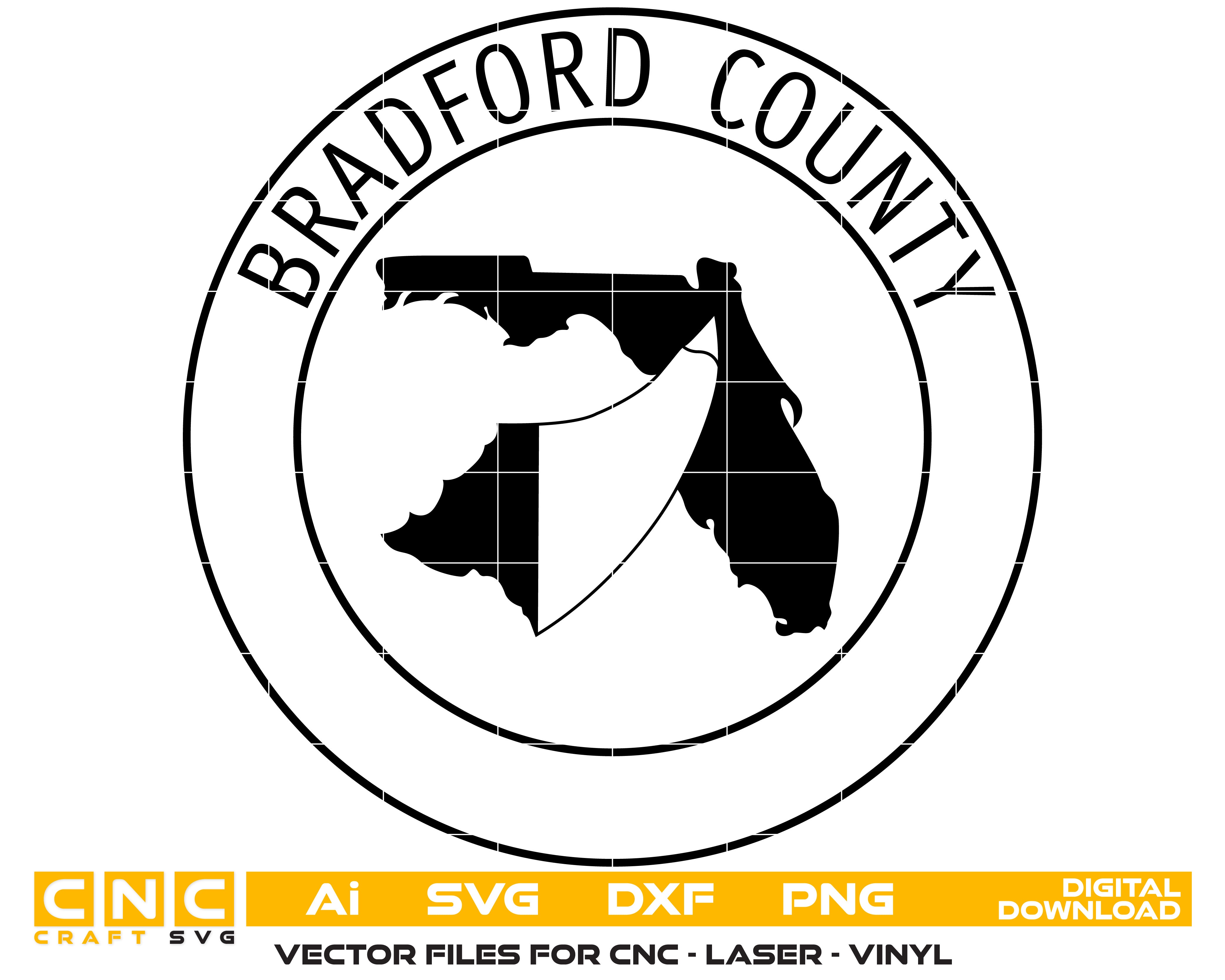 Bradford County Florida Seal Vector art Svg, Dxf, Jpg, Png, and Ai files For laser engraving, woodworking, acrylic painting, and all printing machines.