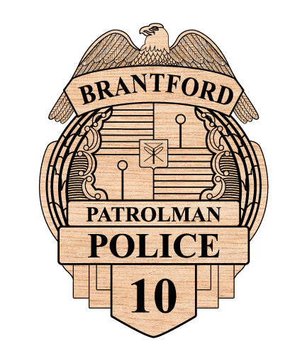 Brantford Patrolman Police Badge SVG, Brantford Police Emblem Vector, Patrolman Badge Brantford SVG, Brantford Law Enforcement Badge Vector, Brantford Police Badge