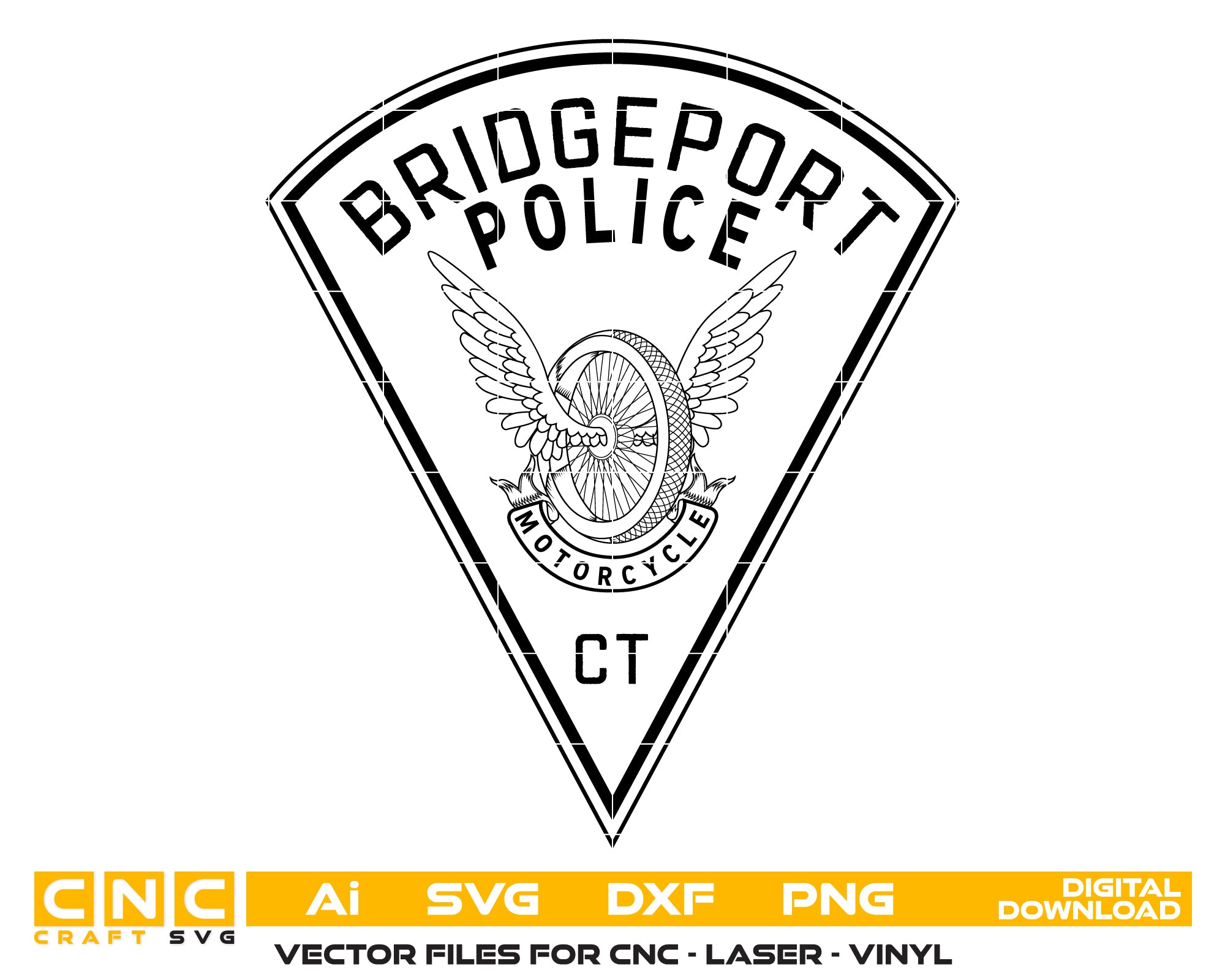Bridgeport Police Motorcycle Unit Patch SVG, Bridgeport Police Patch Vector, Connecticut Police Motorcycle Emblem SVG, Bridgeport PD Patch Vector, Law Enforcement Patch SVG