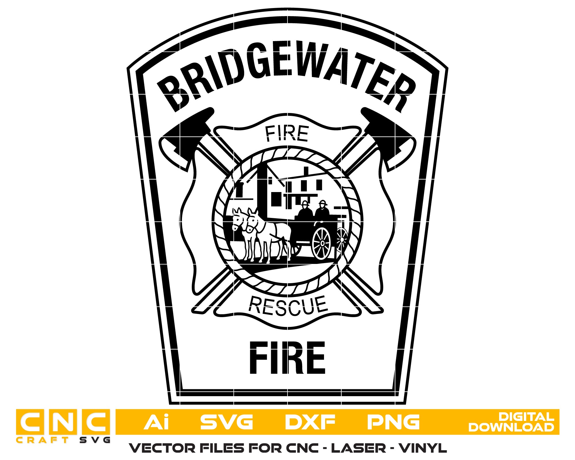 Bridgewater Fire Rescue Department Badge SVG, Bridgewater Firefighter Badge Vector, Fire Rescue Emblem SVG, Bridgewater Fire Department Badge Vector, Firefighter Badge SVG