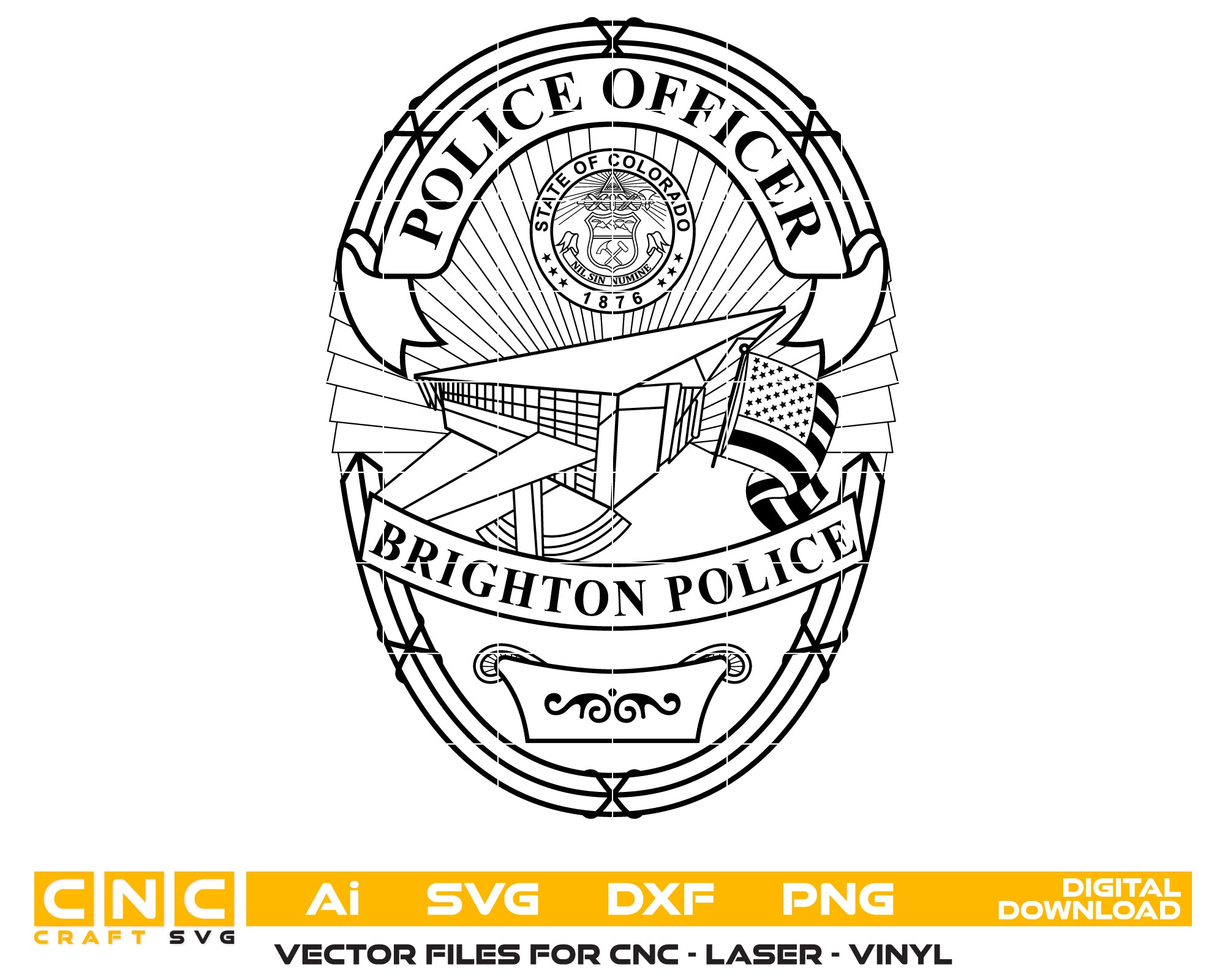 Brighton Police Badge SVG, Brighton Police Department Vector, Law Enforcement Badge SVG, Brighton Police Logo, Police Badge Design SVG, Brighton PD Vector