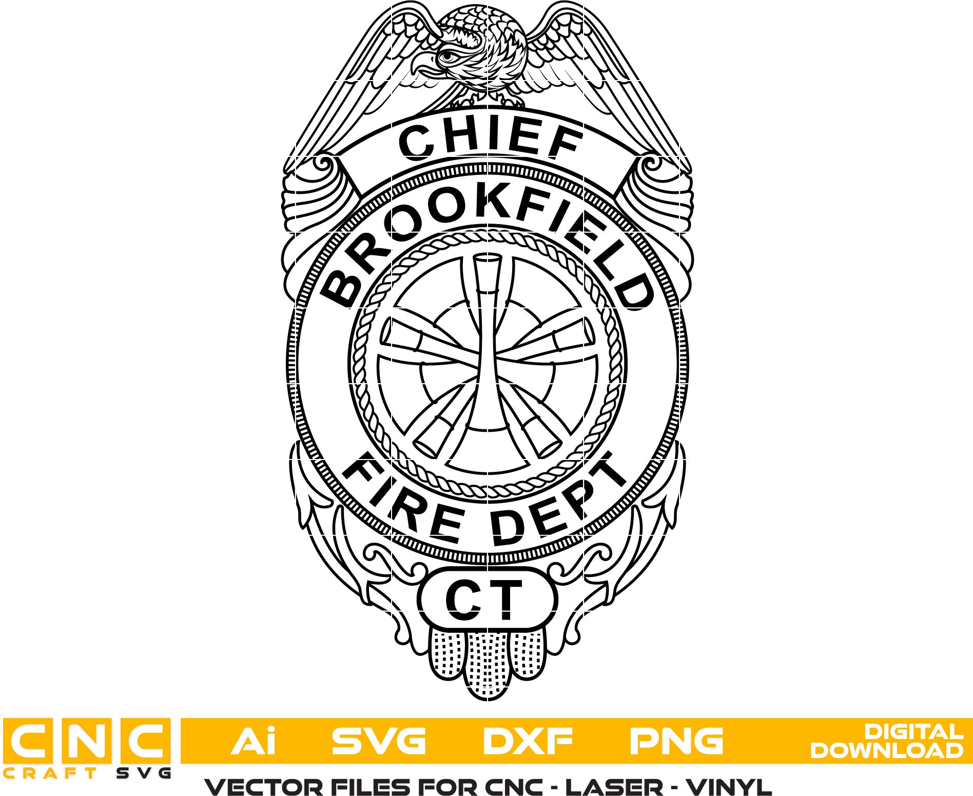 Brookfield Fire Dept. Chief Badge Vector file