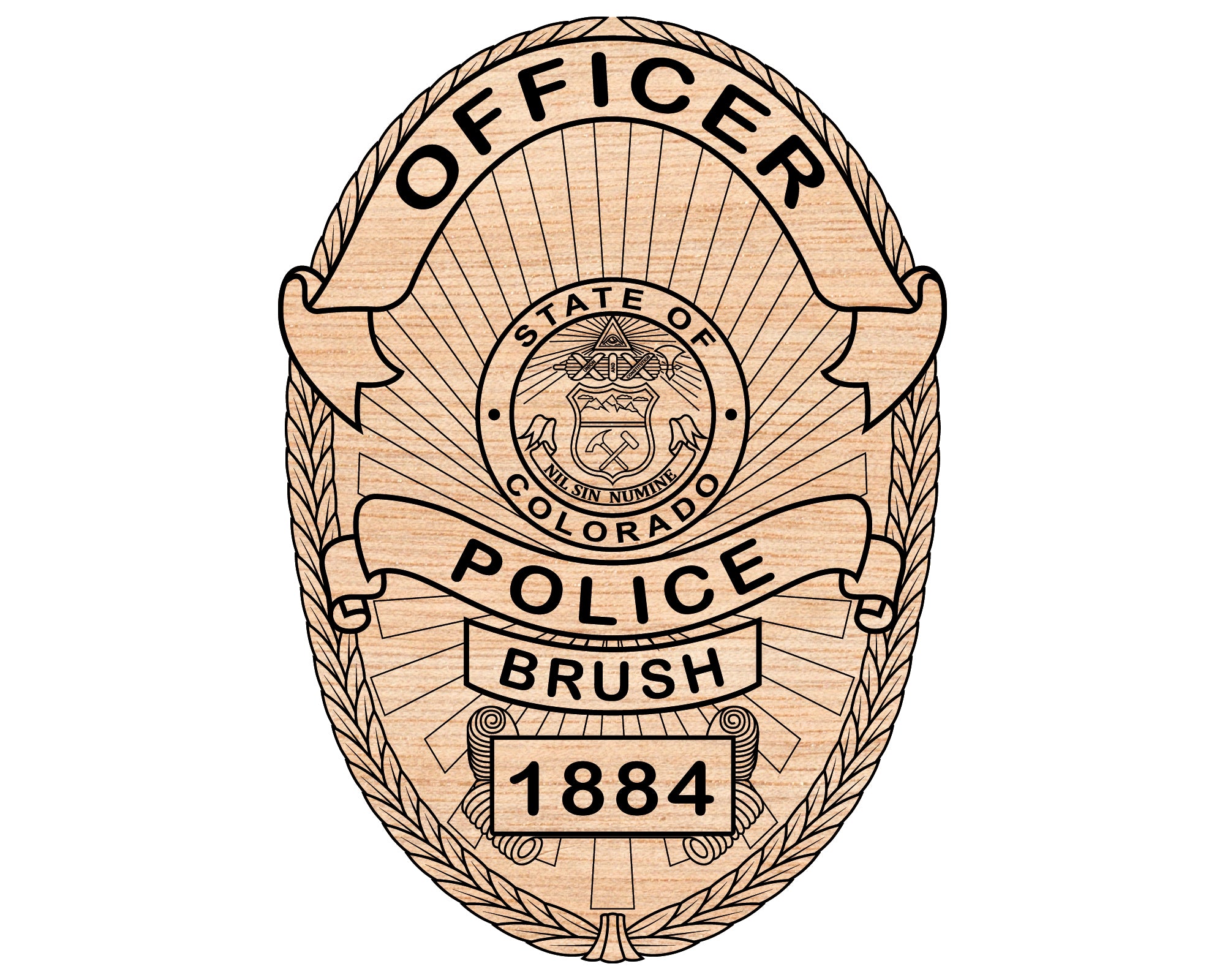 Brush Colorado Police Badge SVG, Brush Police Badge Vector, Colorado Law Enforcement Logo, Police Officer Badge SVG, Brush CO Badge Design, Police SVG File