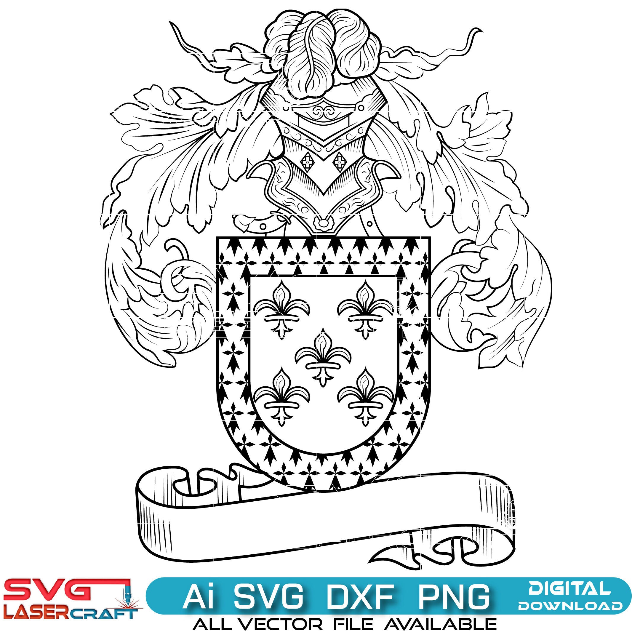 Family Crest & Coat of Arms Svg Vector line Art-01