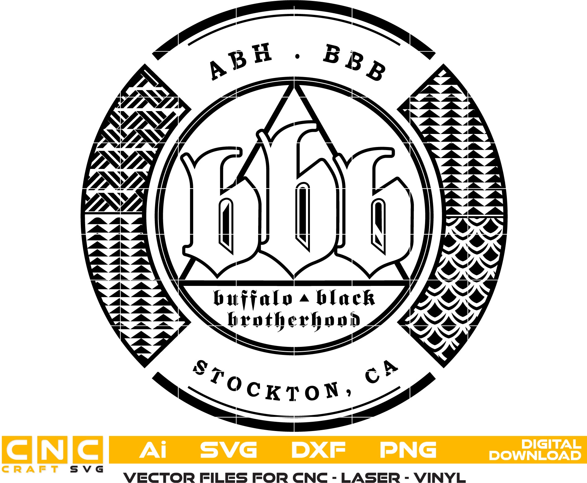 Buffalo Black Brotherhood Logo Vector Art - Laser Engraving & Woodworking Files