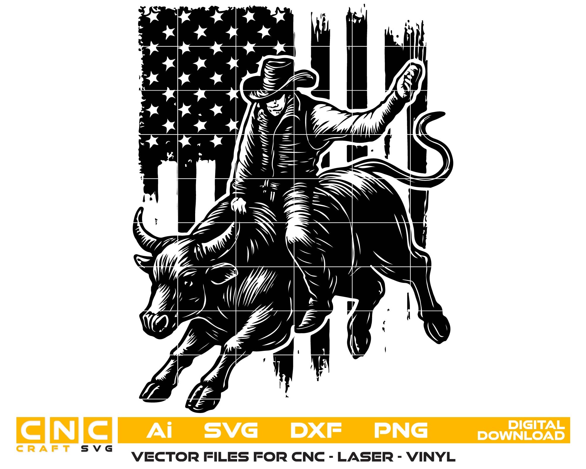 US Bull Riding Clipart Svg