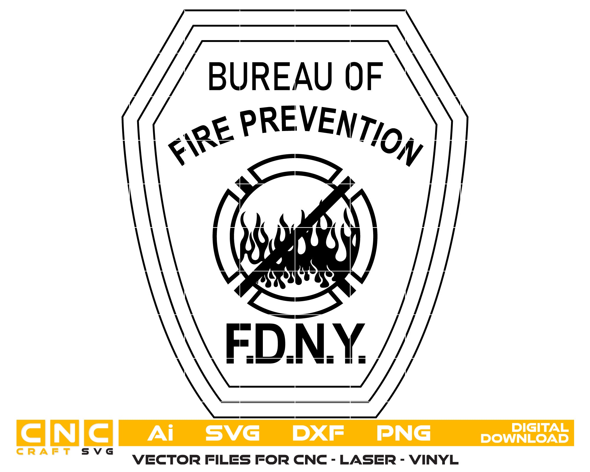 Bureau of Fire Prevention NY Vector Art, Ai,SVG, DXF, PNG, Digital Files