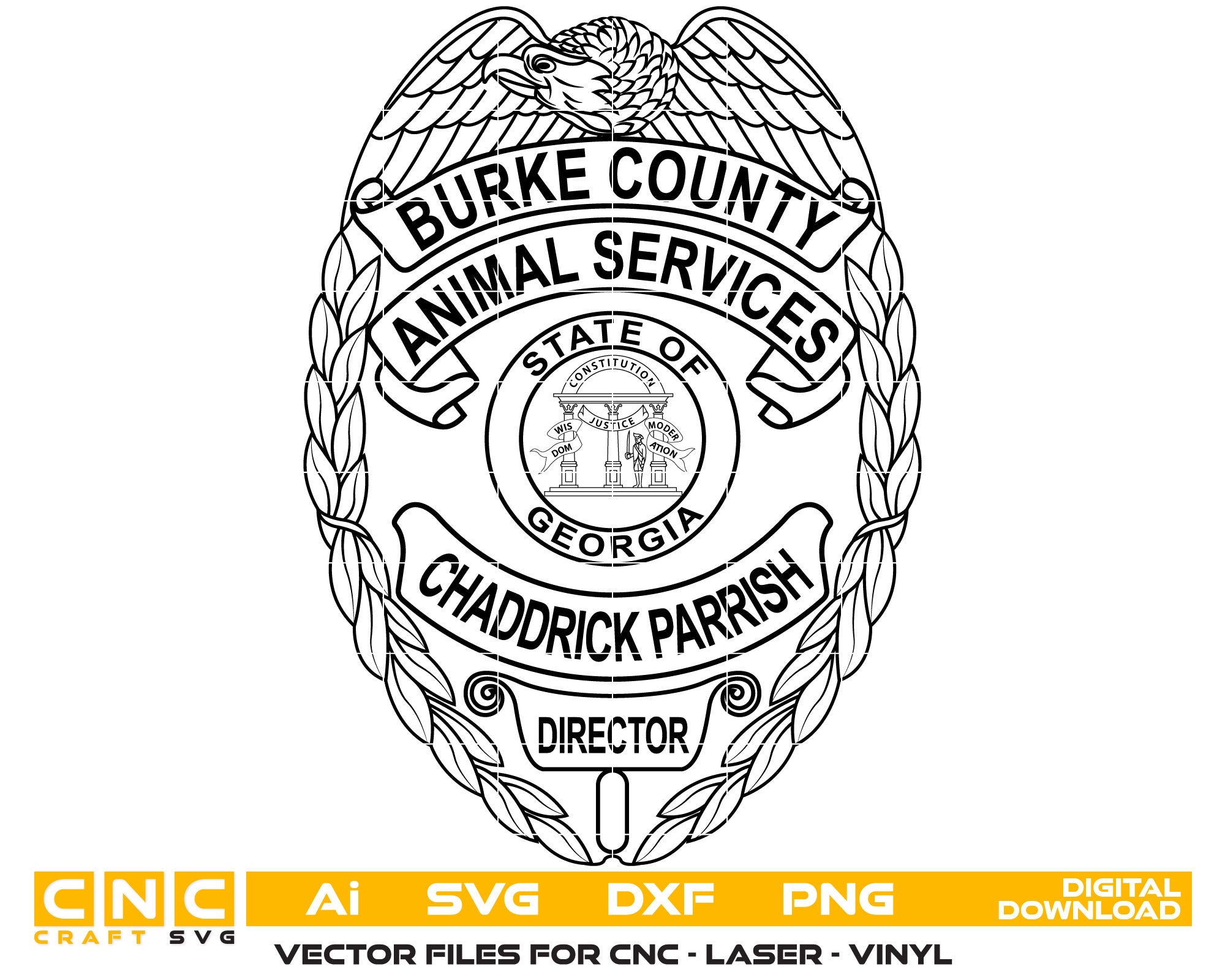 Burke County Animal Services Badge Vector Art, Ai,SVG, DXF, PNG, Digital Files
