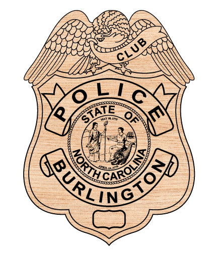 Burlington Club Police Badge SVG, North Carolina Police Badge Vector, Burlington Club Badge Emblem, Police Badge SVG Design, Law Enforcement Badge Vector File
