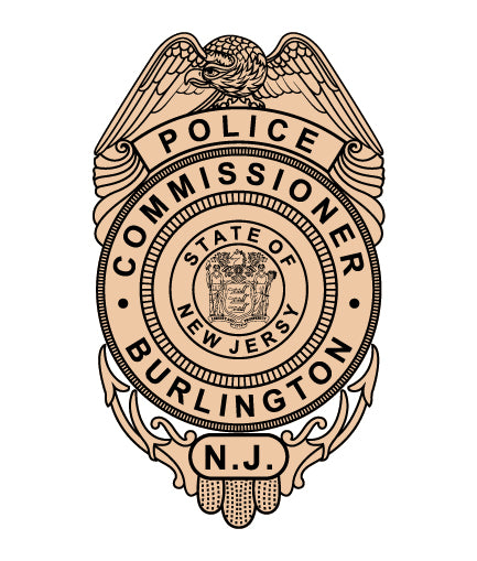 Burlington Police Commissioners Badge SVG, Burlington NJ Police Badge Vector, Police Commissioner Emblem New Jersey SVG, Burlington Law Enforcement Badge, NJ Police Badge Vector