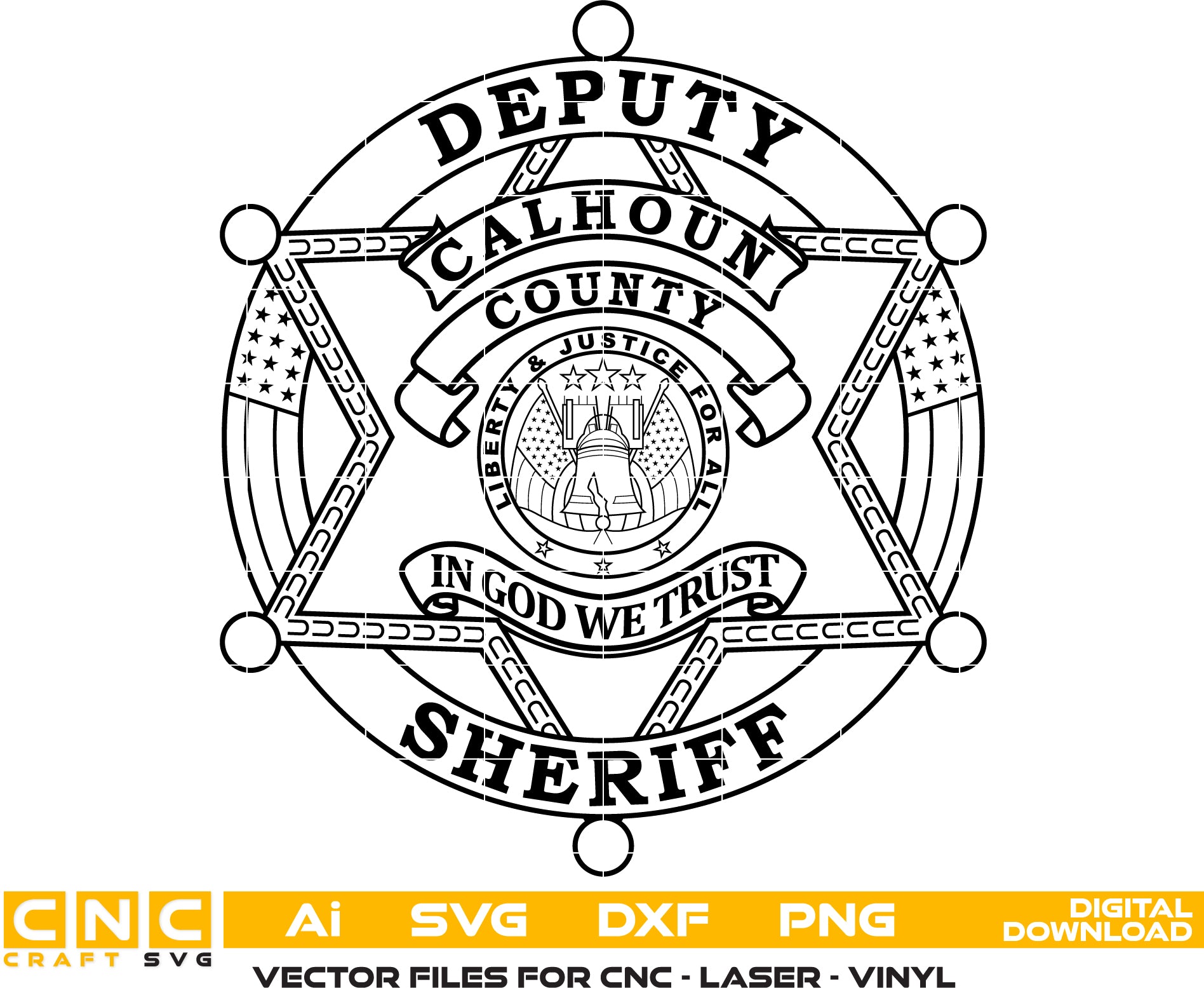 Calhoun County Deputy Sheriff Badge Vector art Digital file