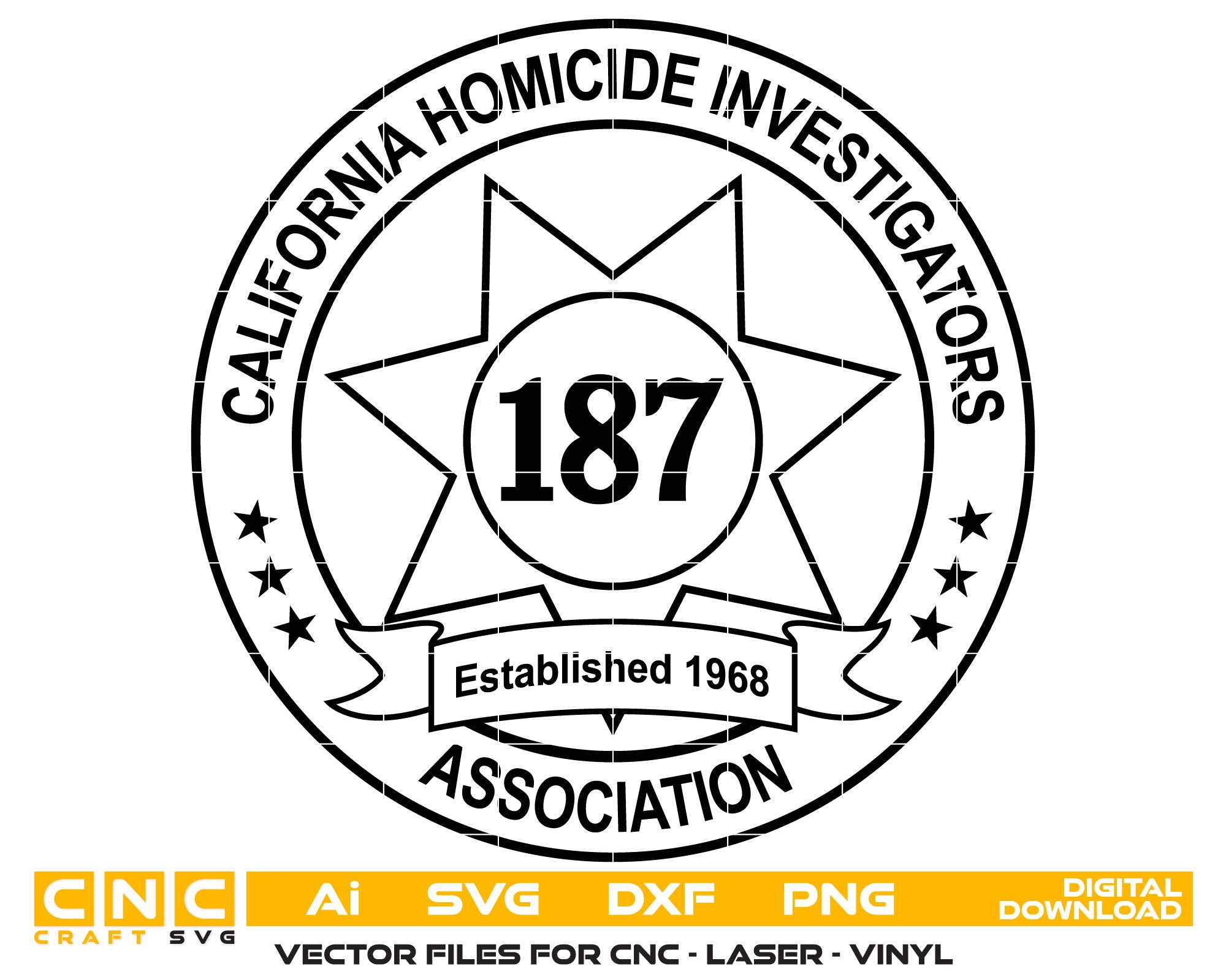 California Homicide Investigators Association Badge Vector Art, Ai,SVG, DXF, PNG, Digital Files