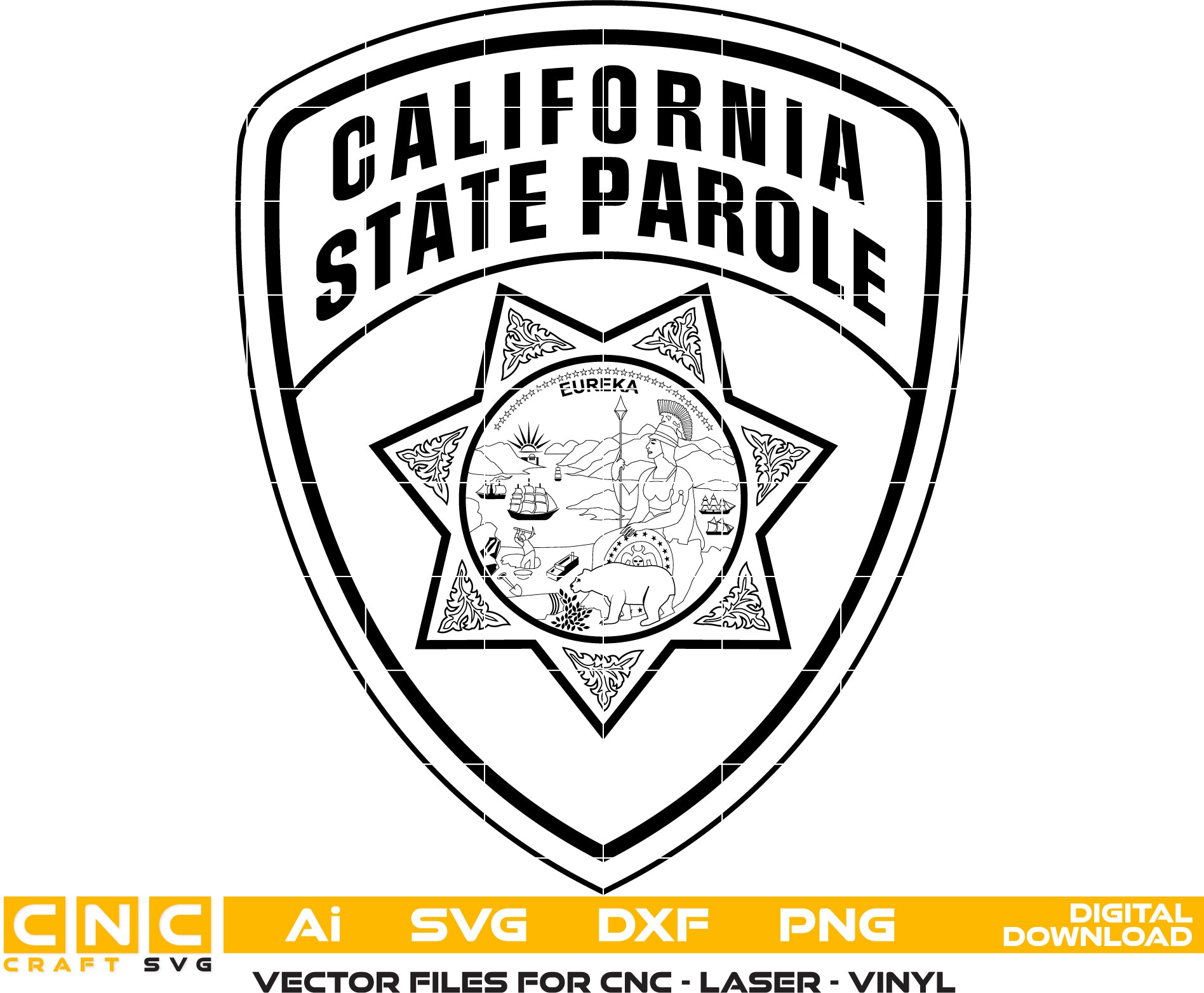 California State Parole Badge Vector art Svg/ Dxf/ Jpg/ Png/ and Ai files For laser engraving/ woodworking/ acrylic painting and all printing machines.