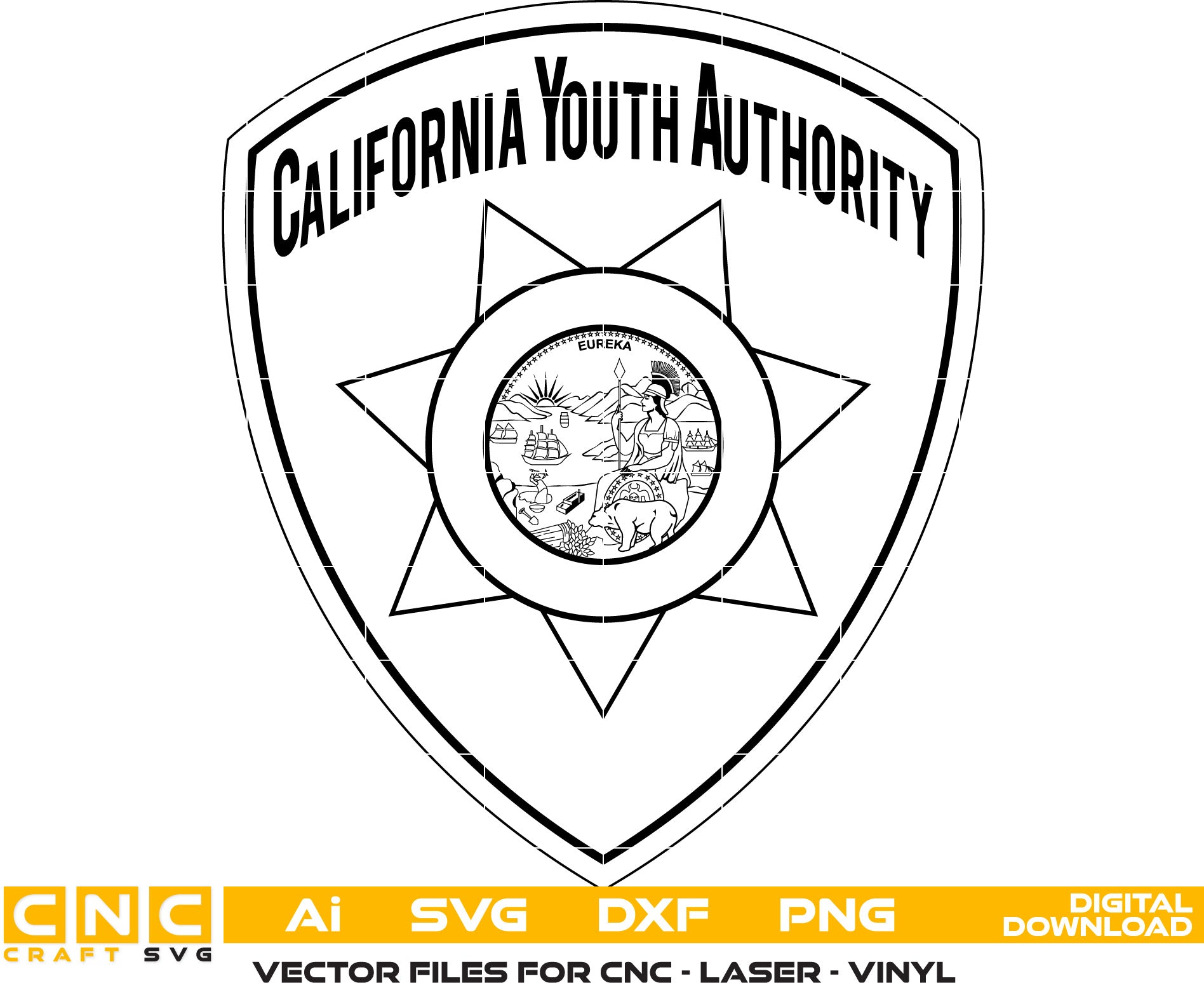 California Youth Authority Logo Vector Art, Ai,SVG, DXF, PNG, Digital Files for Laser Engraving, Woodworking & Printing
