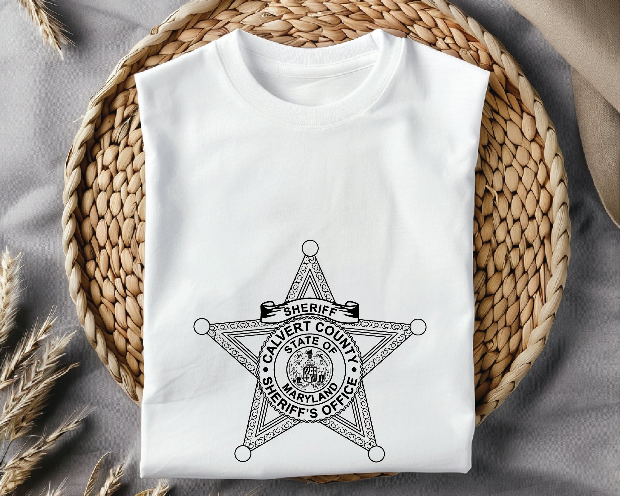 Calvert County Sheriff’s Badge SVG, Maryland Sheriff Badge Vector, Calvert County Law Enforcement Seal SVG, Sheriff Department Badge Design, Maryland Police Emblem